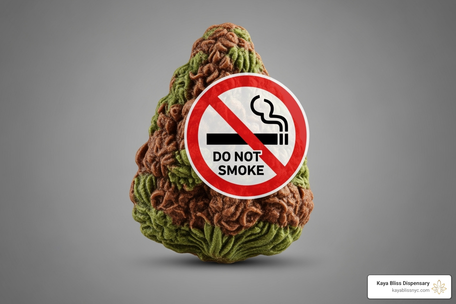 Koko Nuggz chocolate piece with a "Do Not Smoke" icon over it - can you smoke koko nuggz