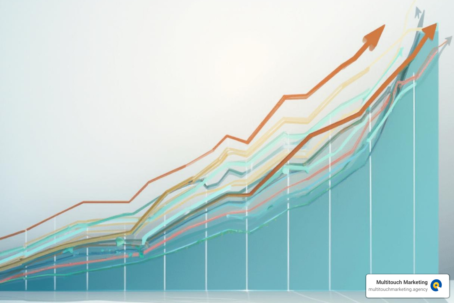 A graph showing increasing ROI over time, with clear upward trends in sales and efficiency - ecommerce website management services