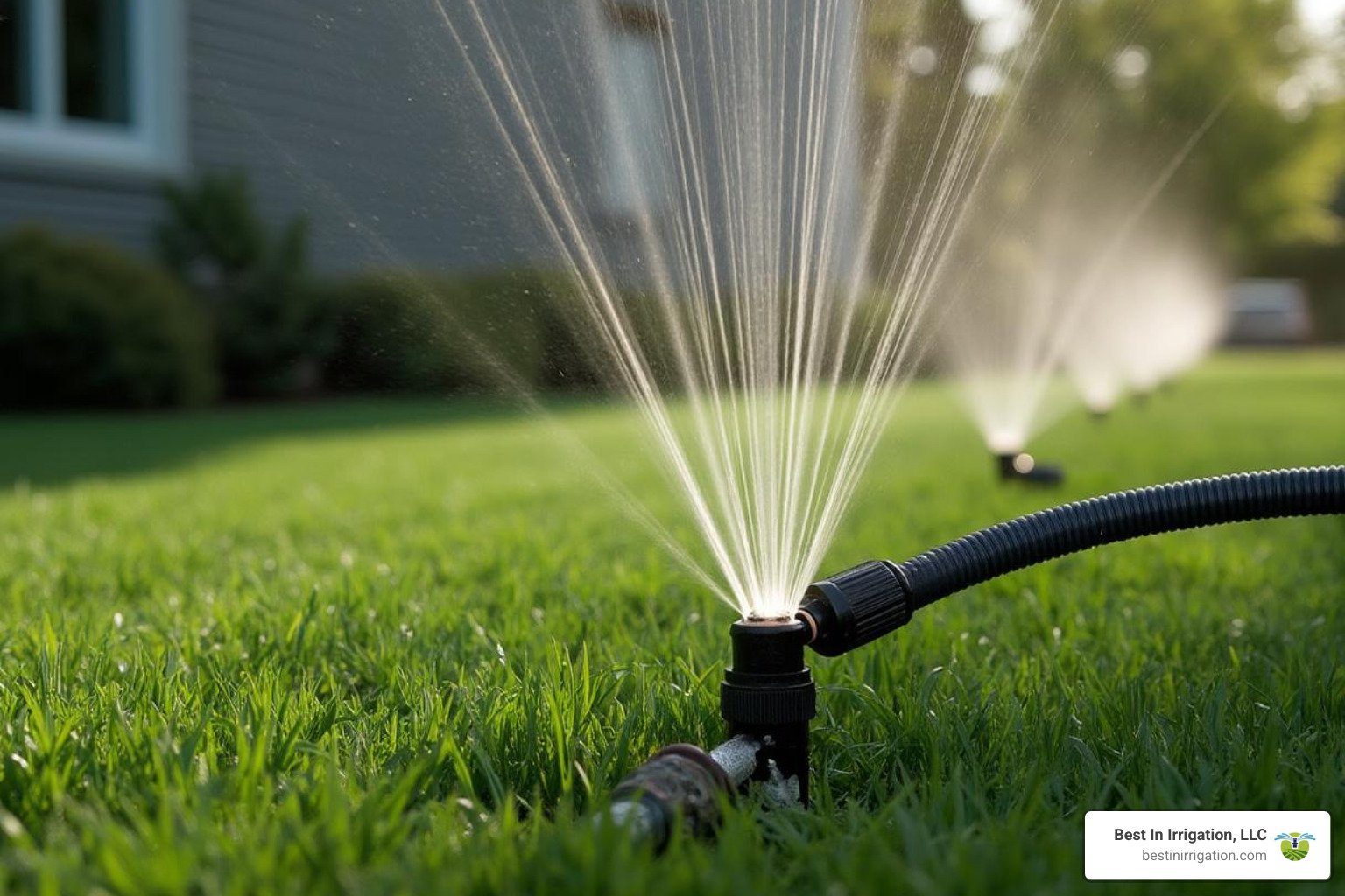 Air compressor hose being connected to the blowout port of an automatic inground sprinkler system - blow out my sprinklers
