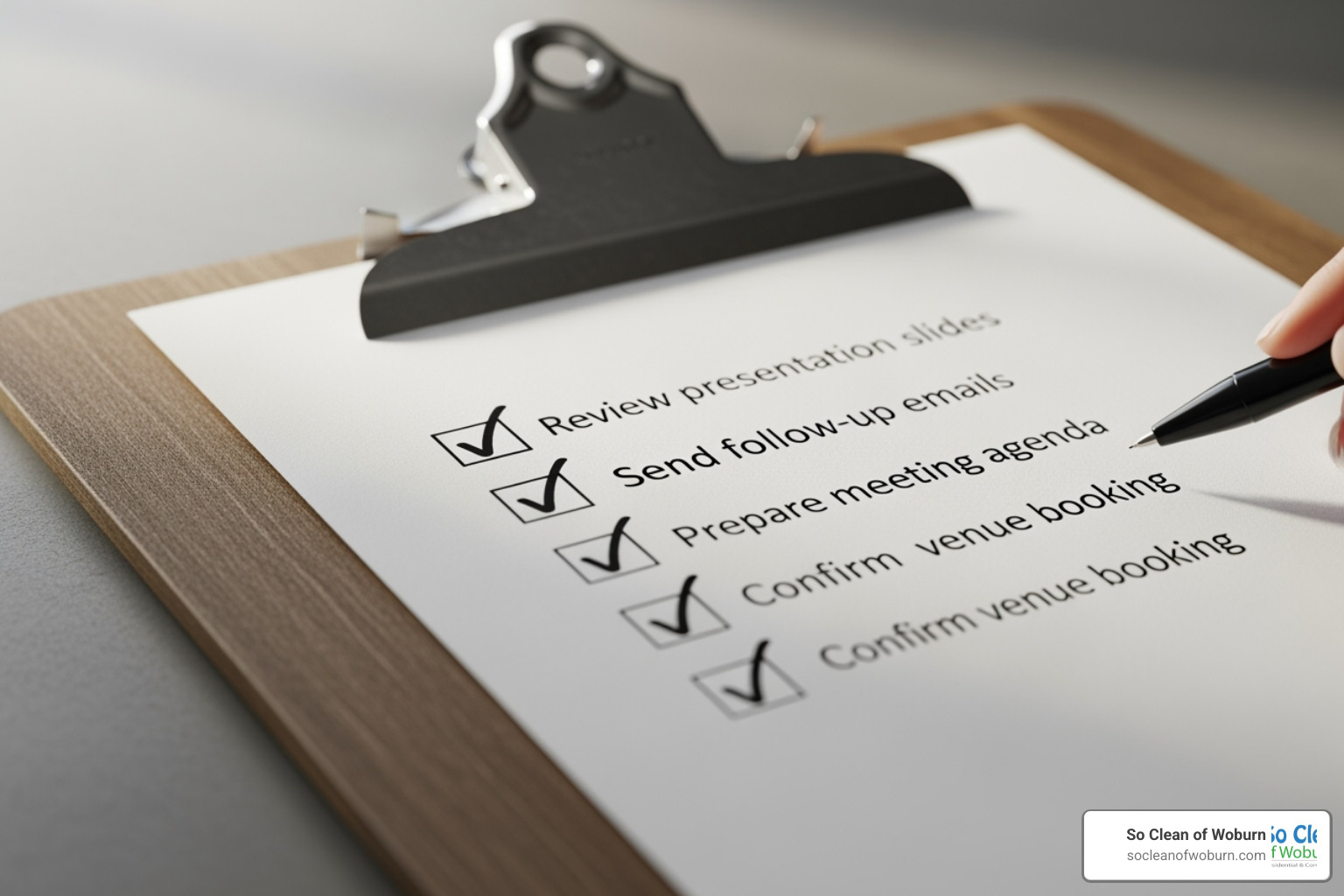 Checklist with items like Insured and Good Reviews ticked off - house cleaning massachusetts