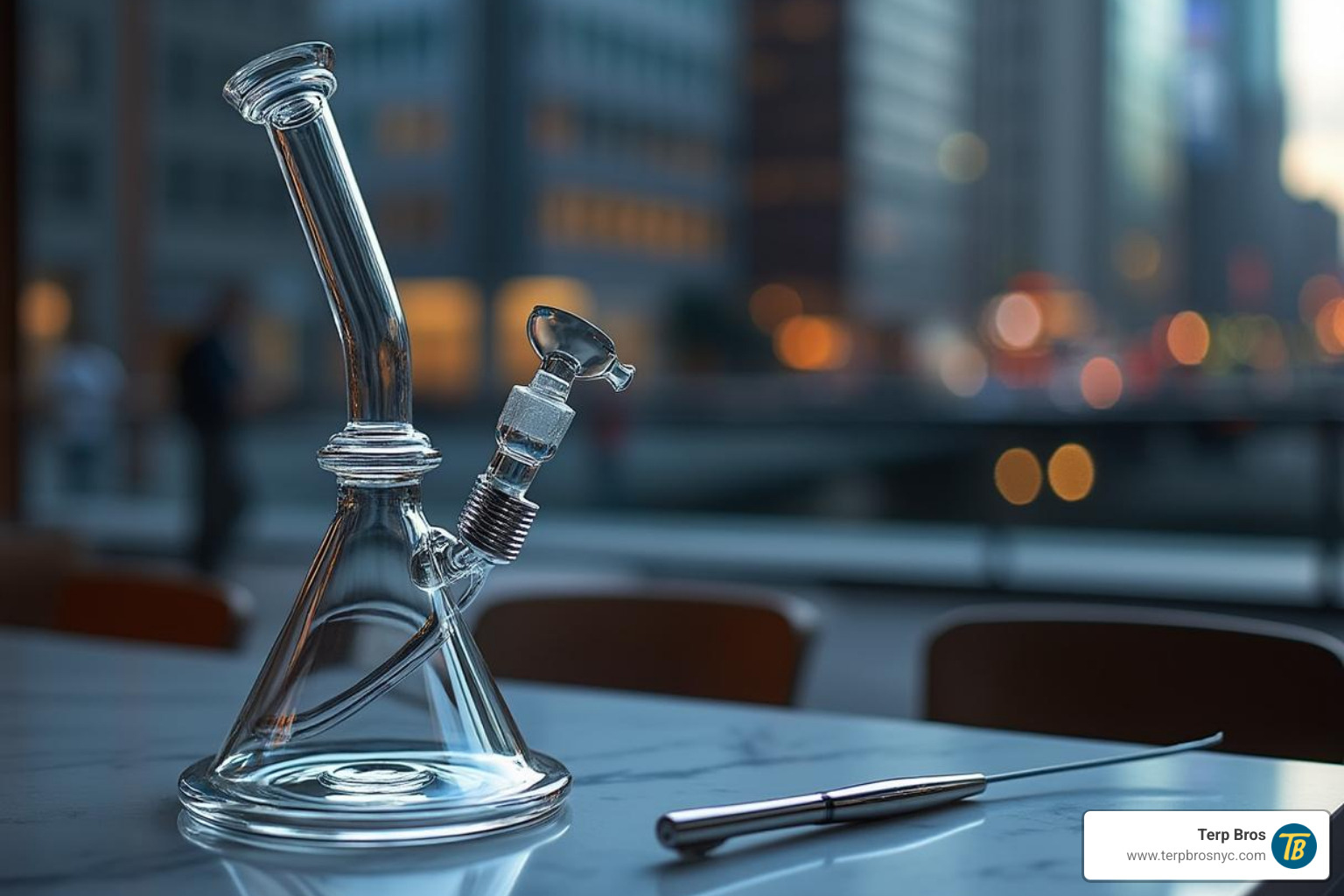 Contemporary dab rig setup for 7/10 celebration in New York. - 7/10 oil day