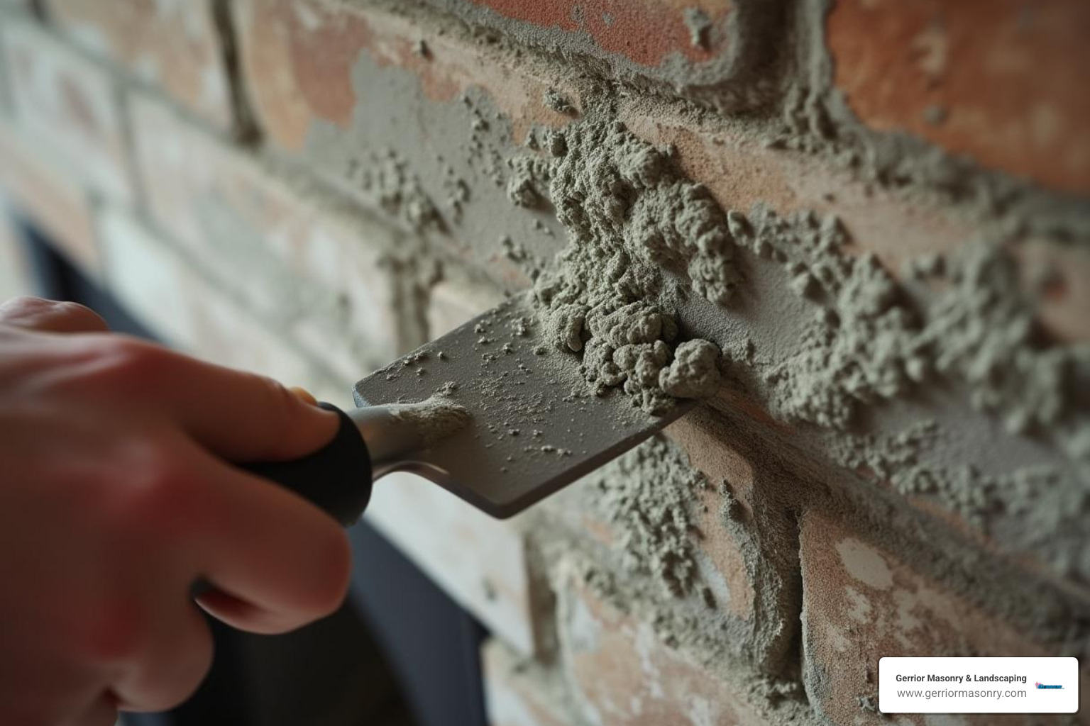 showing the application of cement into a crack with a trowel - fireplace cement crack repair showing the application of cement into a crack with a trowel - fireplace cement crack repair