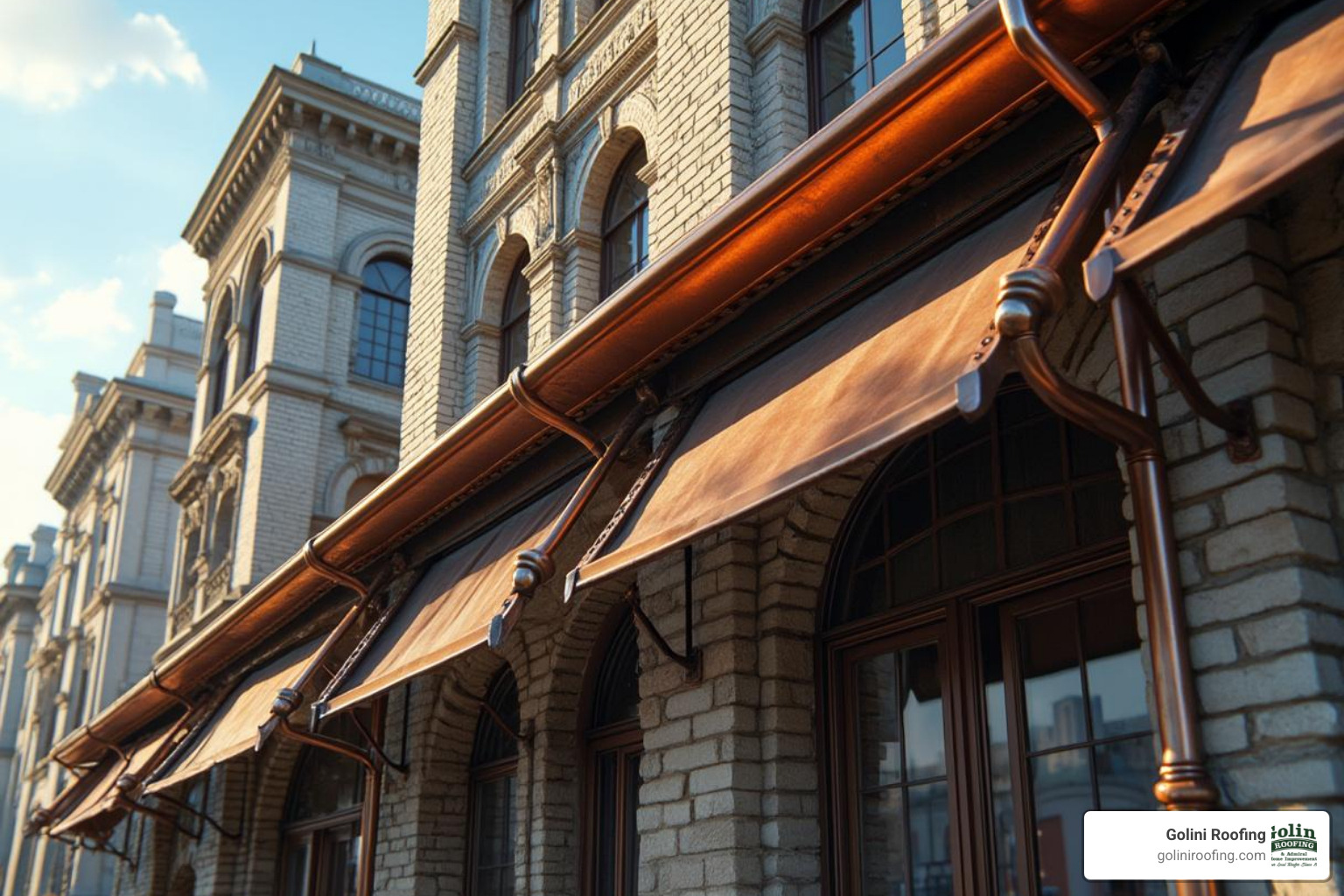A majestic, historic building with well-maintained, century-old copper gutters, showcasing their enduring beauty and functionality over time. - how much do copper gutters cost per foot A majestic, historic building with well-maintained, century-old copper gutters, showcasing their enduring beauty and functionality over time. - how much do copper gutters cost per foot