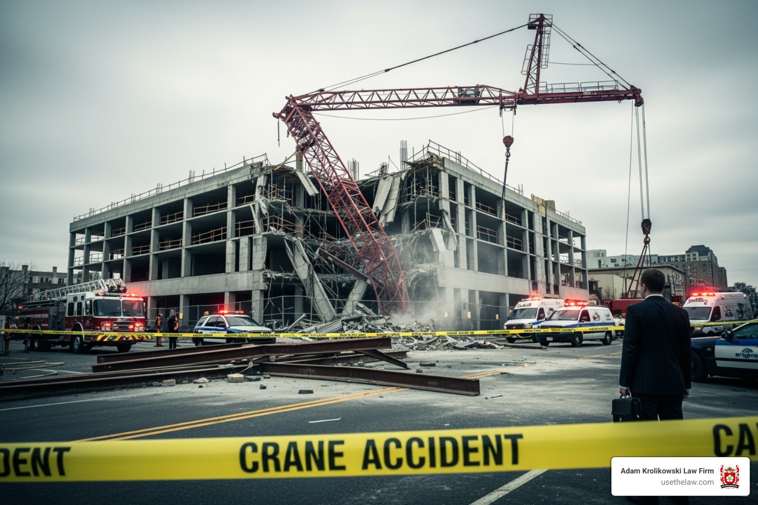collapsed crane at a construction site - Crane accident attorney collapsed crane at a construction site - Crane accident attorney