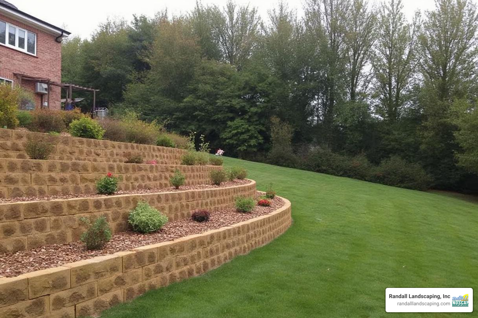 Illustration showing a cross-section of a properly built retaining wall, detailing the gravel base, backfill, and drainage pipe. - quality retaining walls