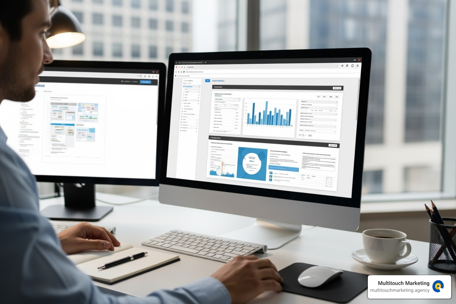 website performance dashboard showing traffic, speed, and user engagement metrics - website manager