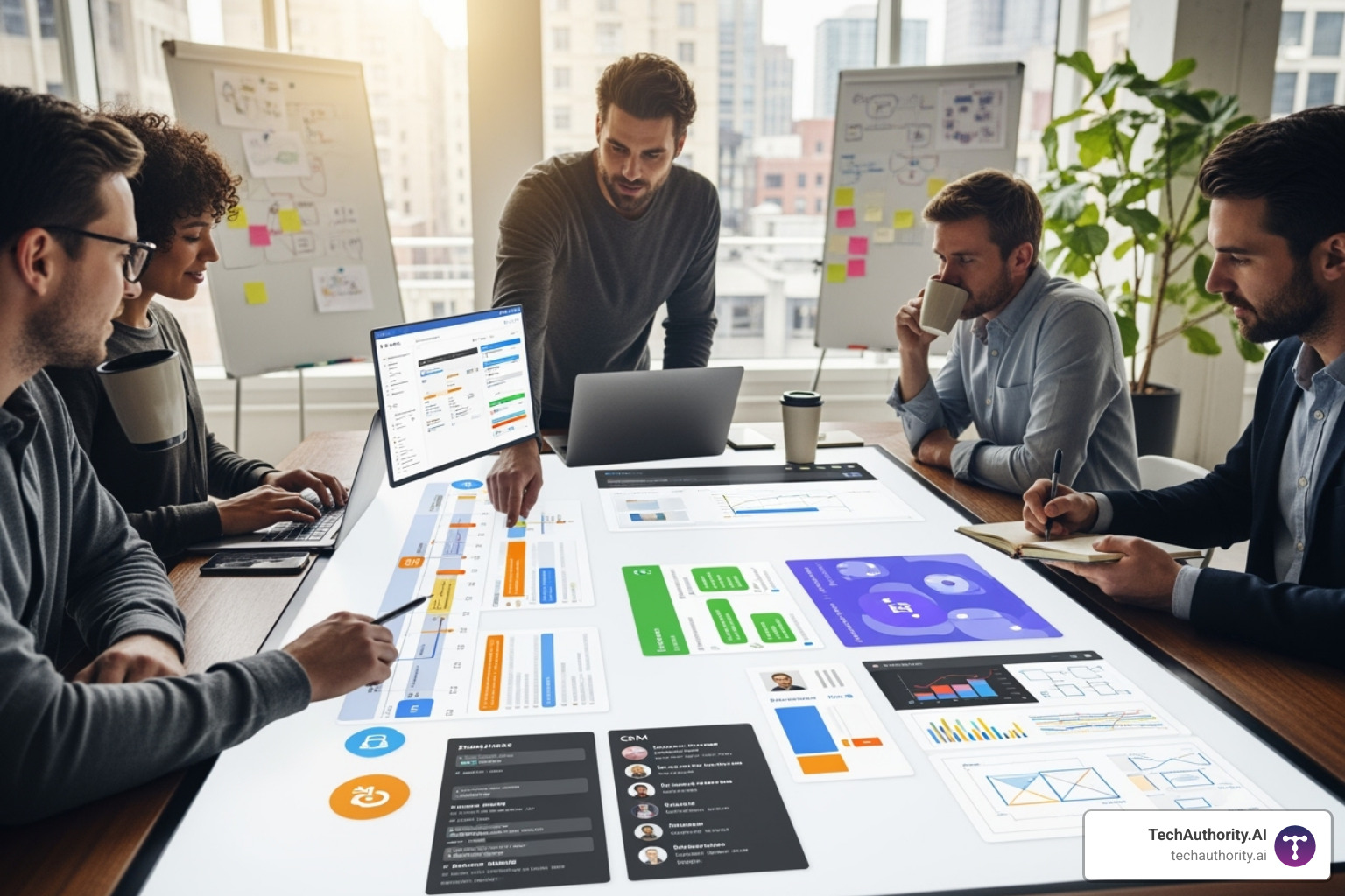 A sleek project management dashboard with tasks, timelines, and team assignments - Productivity tools for agencies