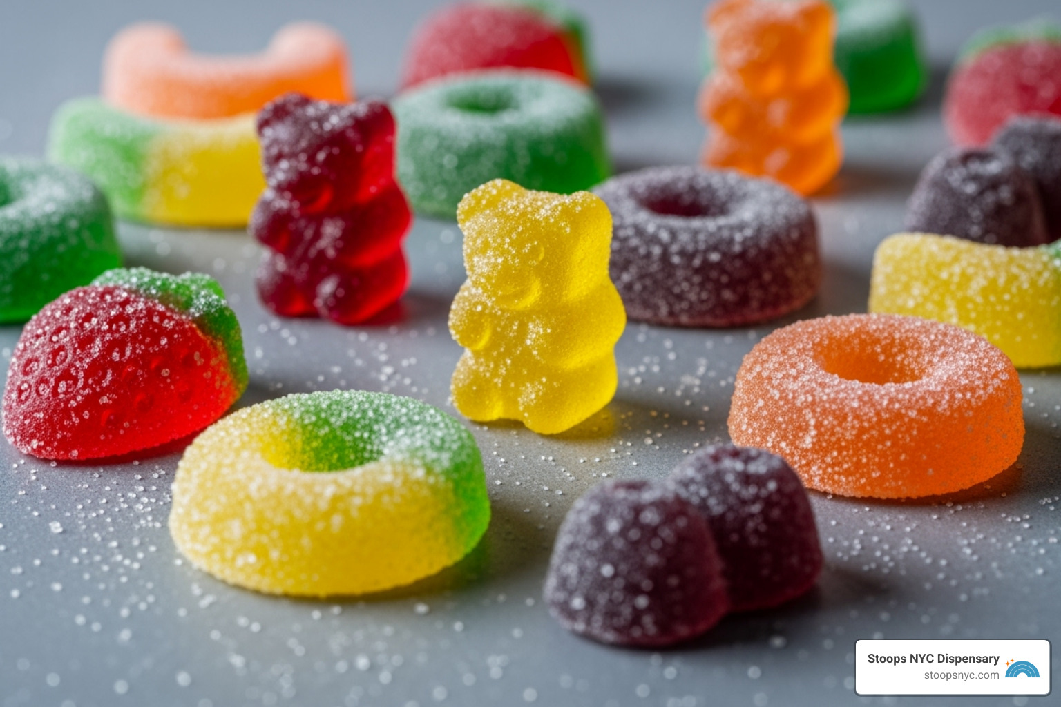 assorted colorful cannabis gummies - gluten free edibles