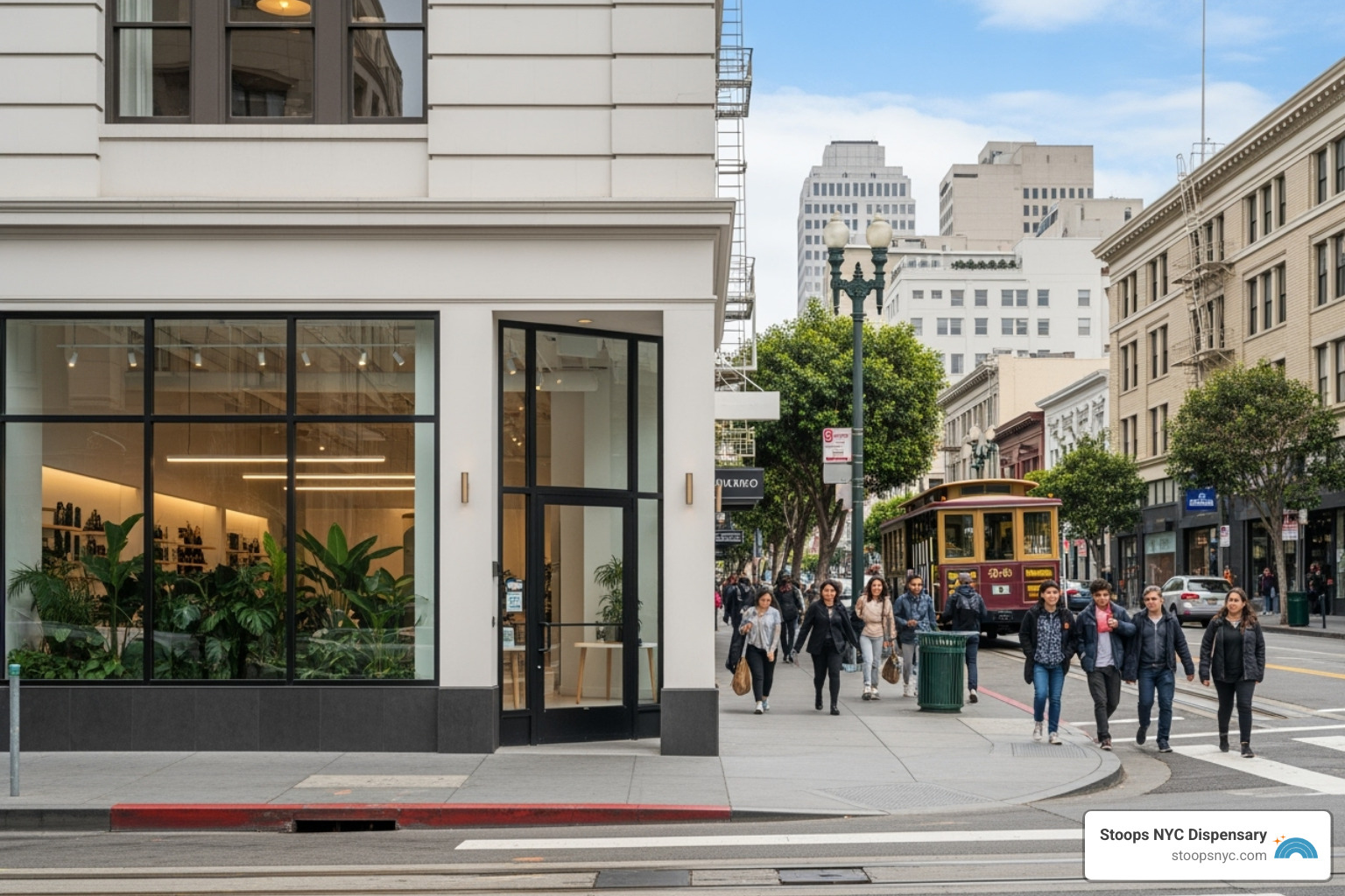 a display case with a variety of cannabis products like edibles and flower jars. - dispensary near union square