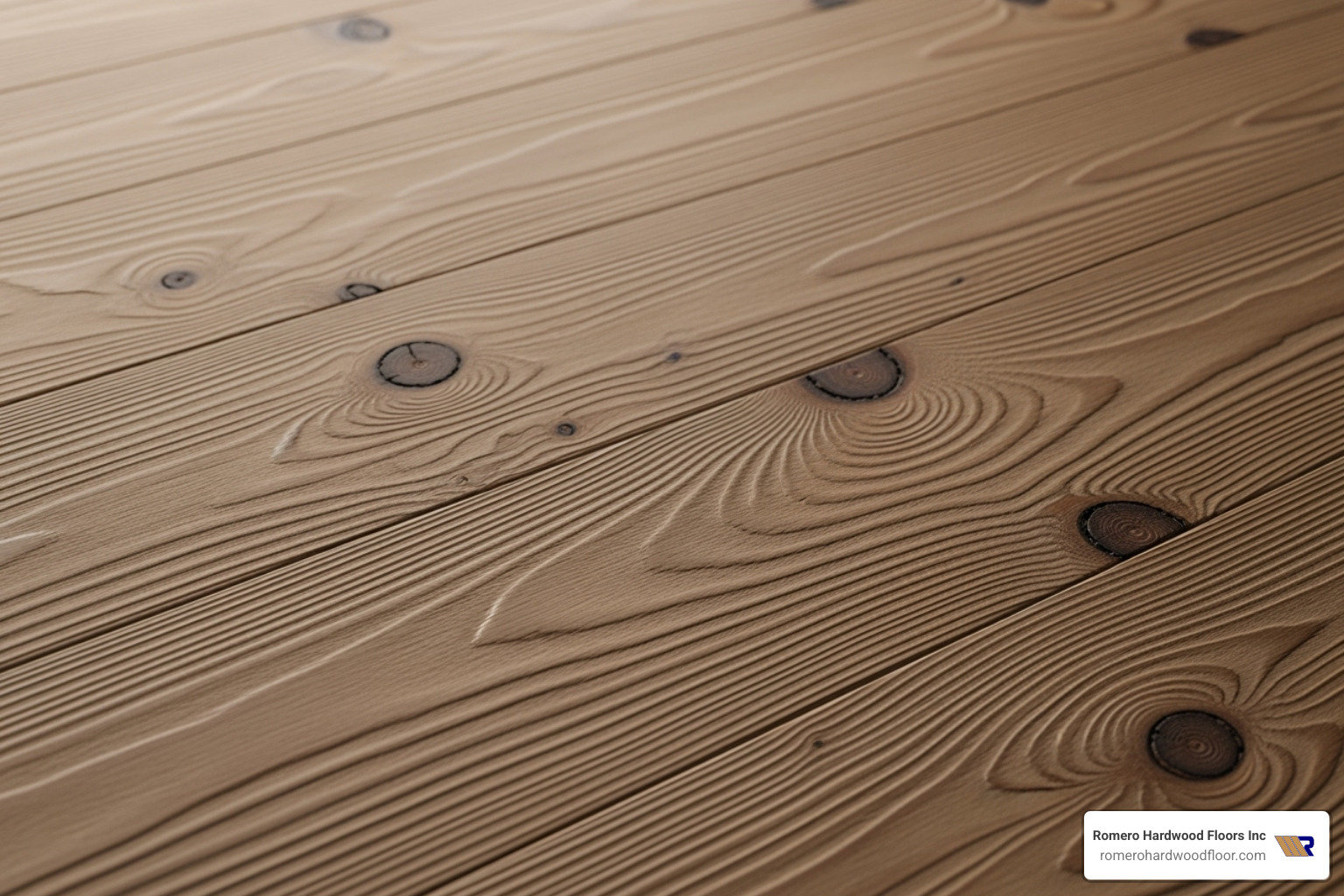 close-up shot highlighting the detailed grain and knots in a wide plank - wide plank wood flooring
