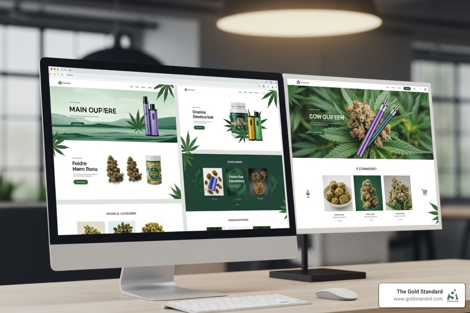 Cannabis product menu displayed on a mobile phone with a New York City background - cannabis dispensary website templates