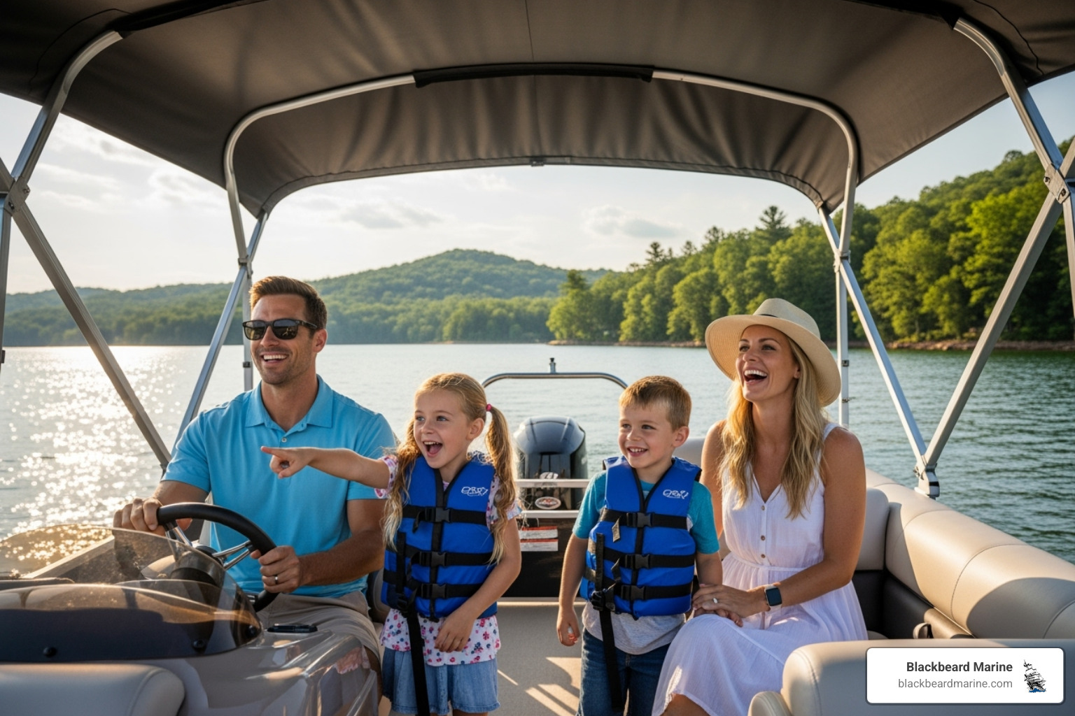 Family enjoying pontoon boat - Best pontoon boats 2023