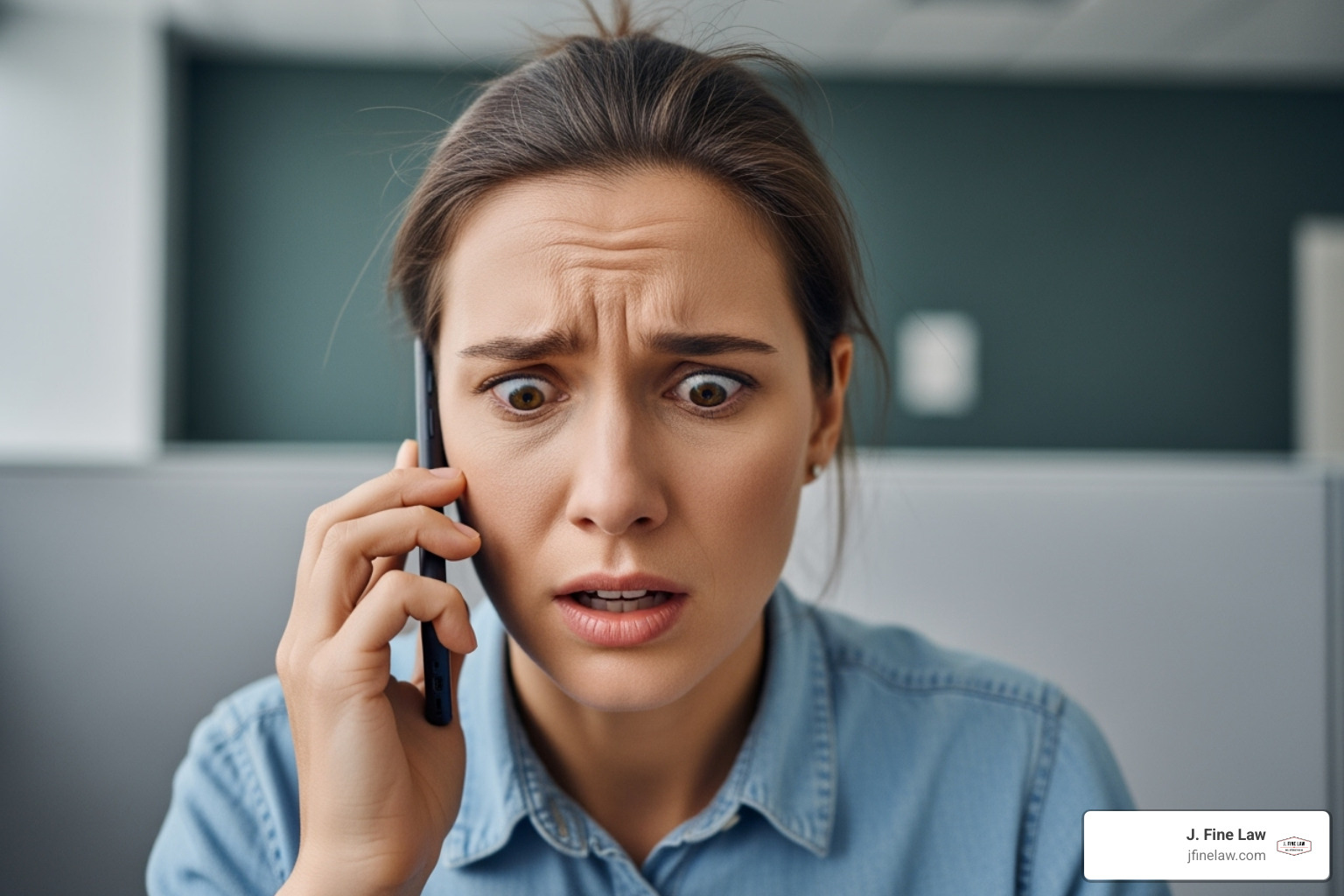 Imagen de una persona que se ve estresada mientras habla por teléfono con un ajustador de seguros - abogado de accidentes de camiones