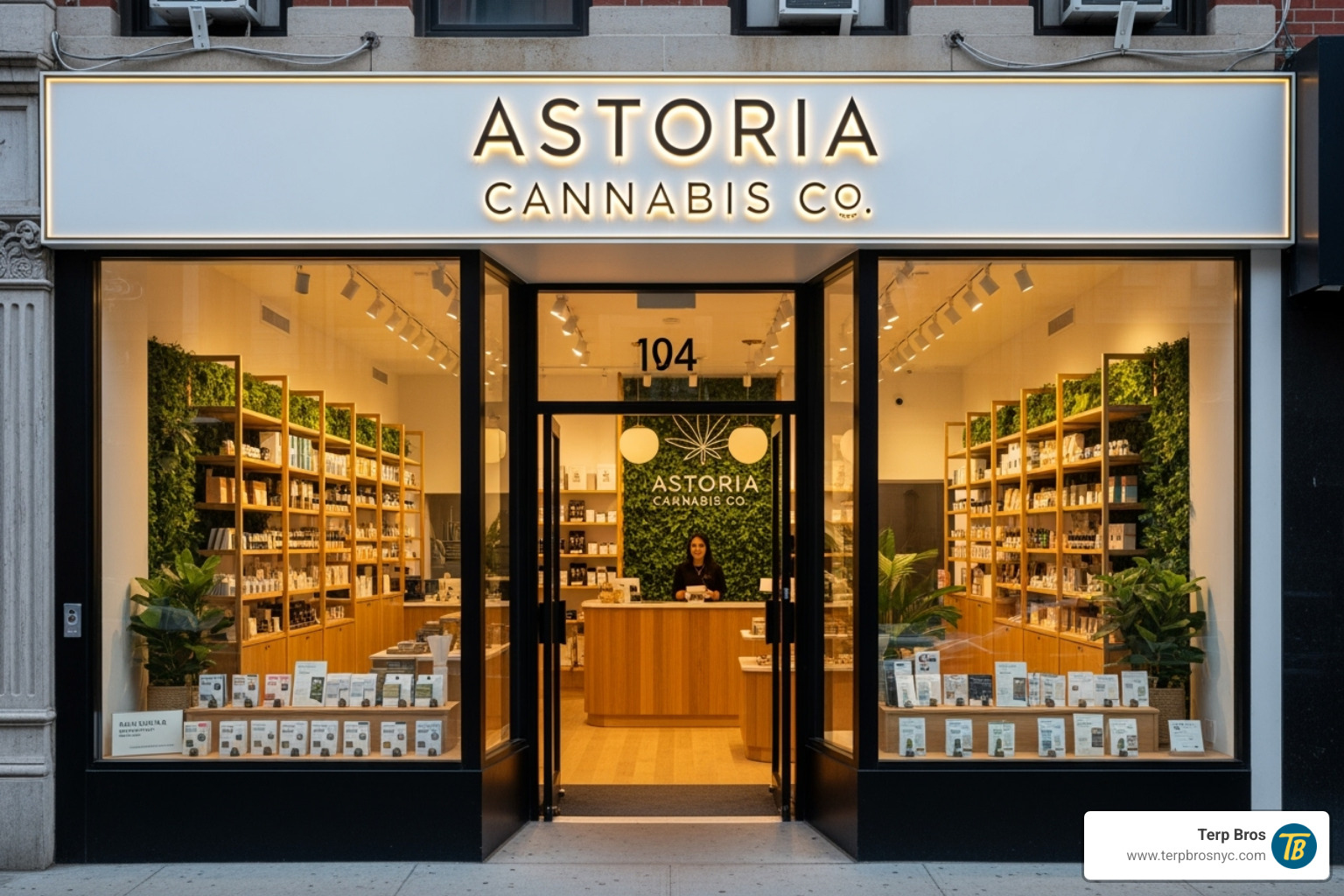 A welcoming, modern dispensary storefront in Astoria, New York - dispensary near me within 5 mi