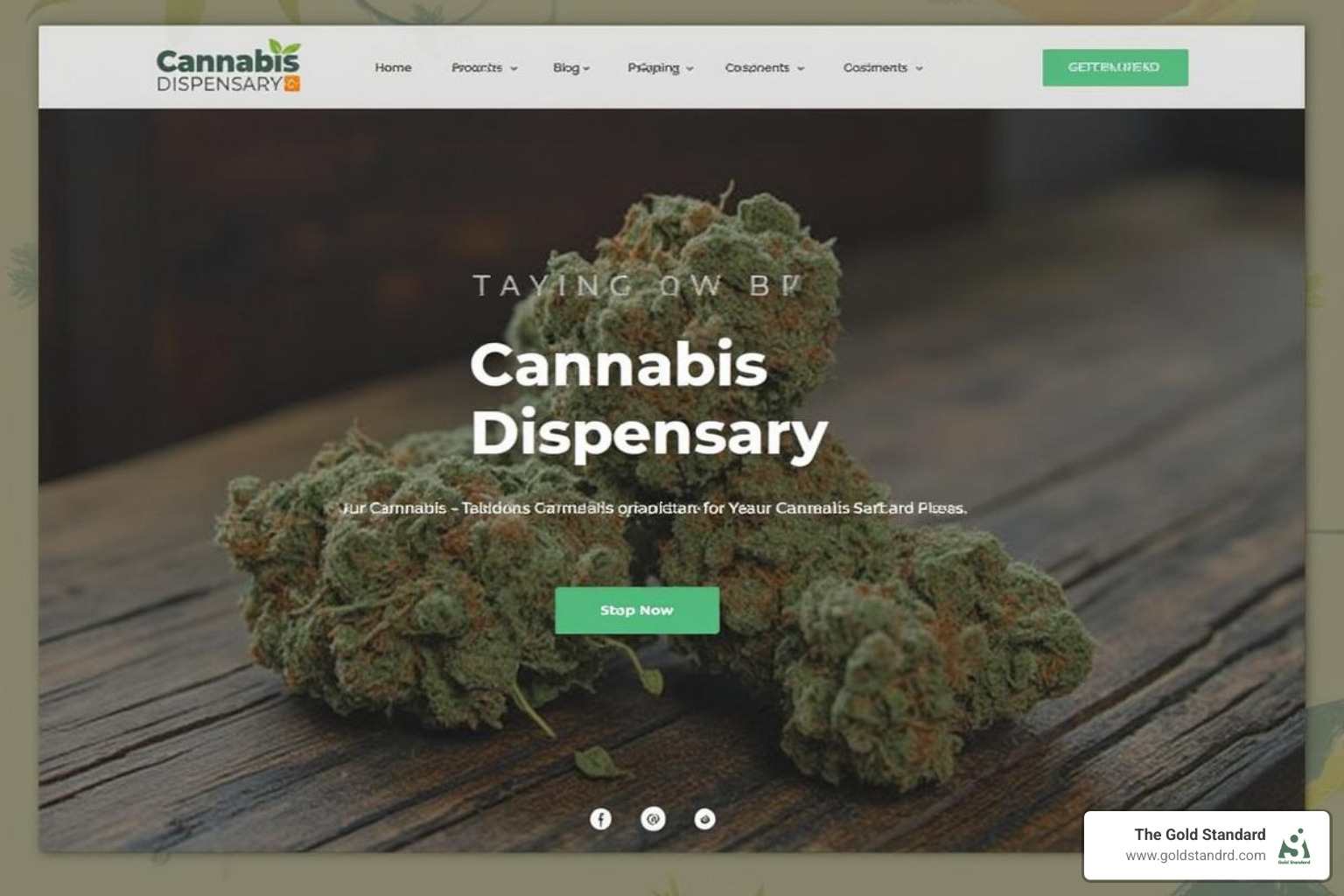 sleek, modern dispensary website displayed on a laptop and a smartphone, with a subtle Astoria, NY skyline in the background - cannabis dispensary website templates