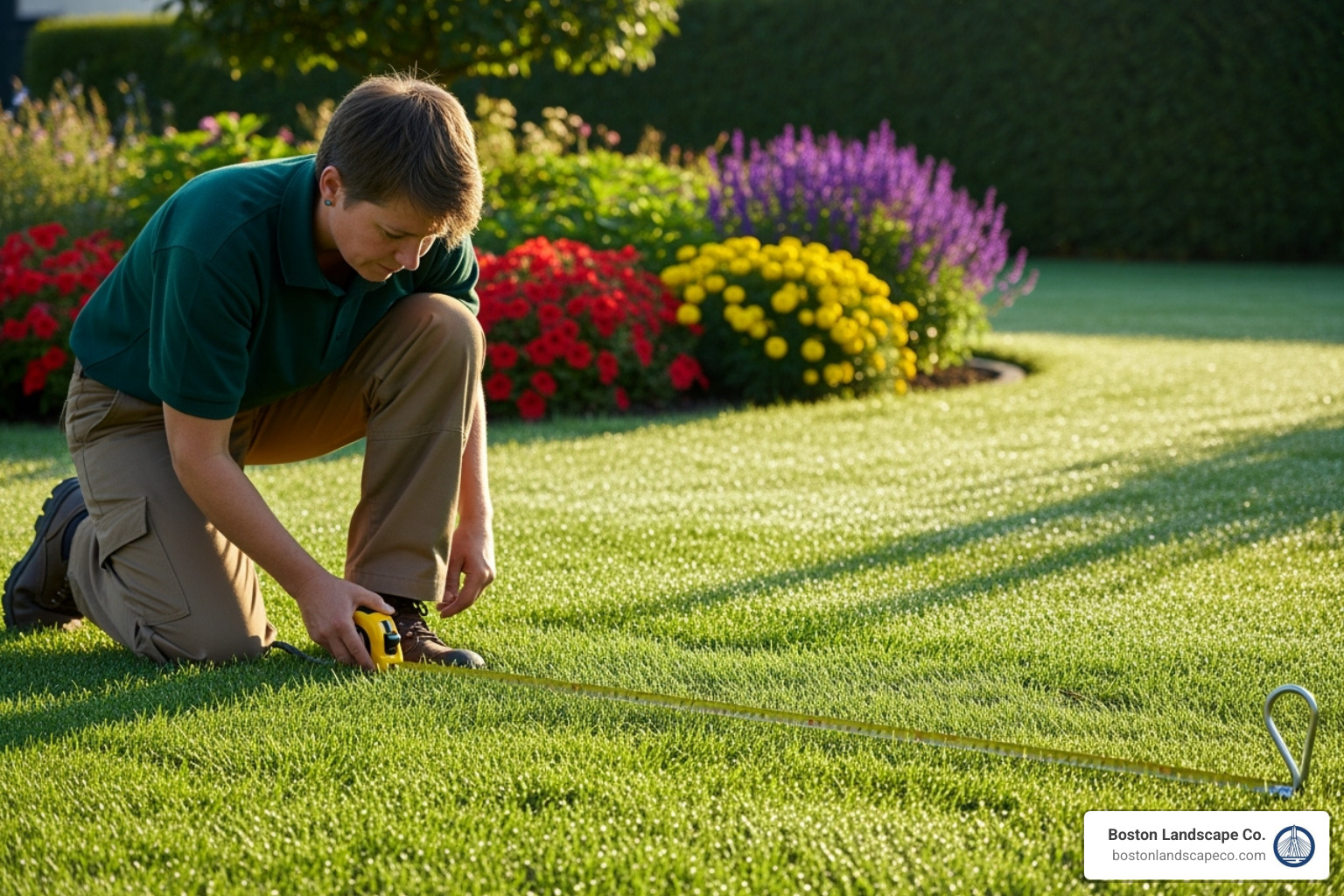 landscaper measuring lawn - average cost to resod a lawn