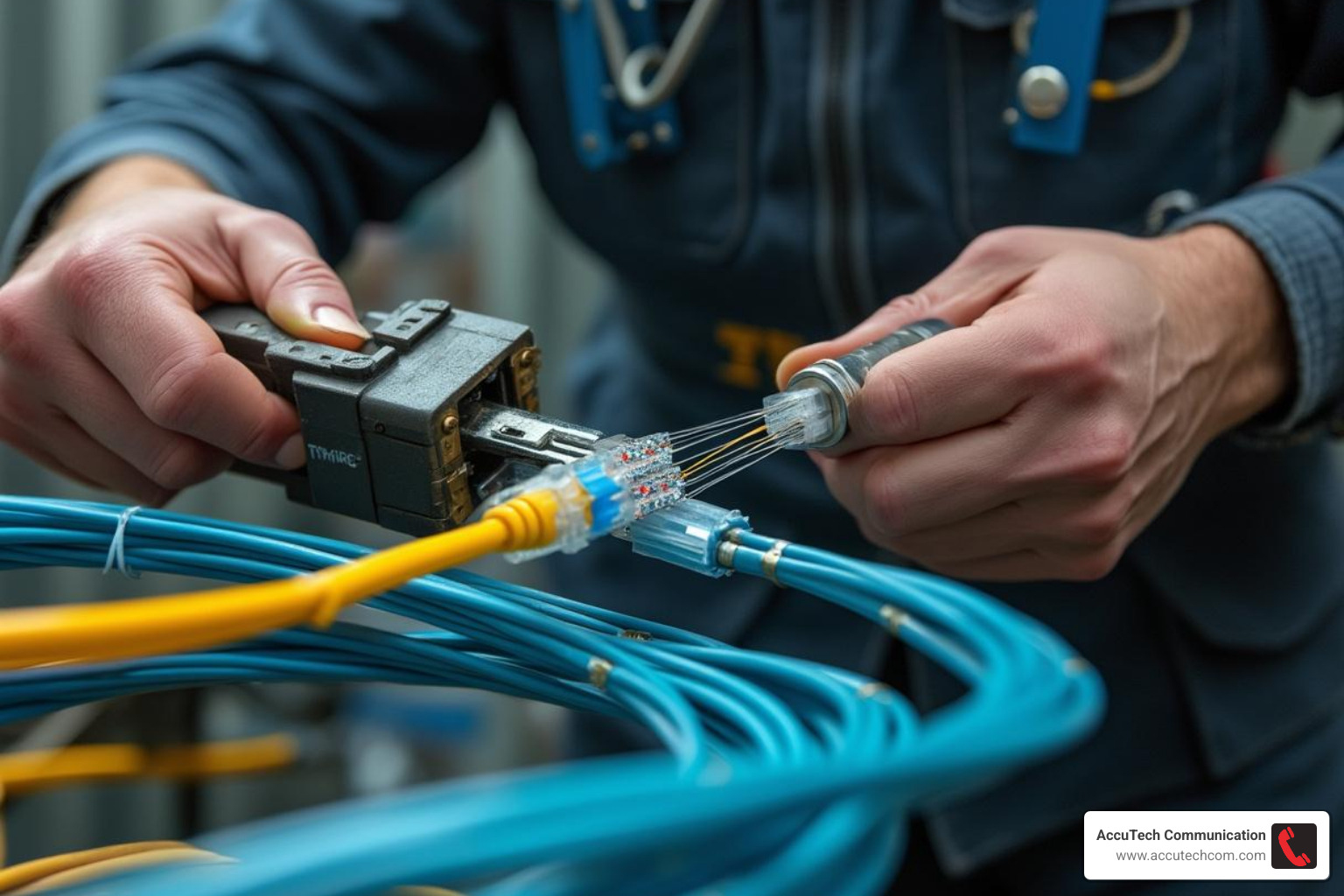 technician splicing fiber optic cables - certified fiber optics technician