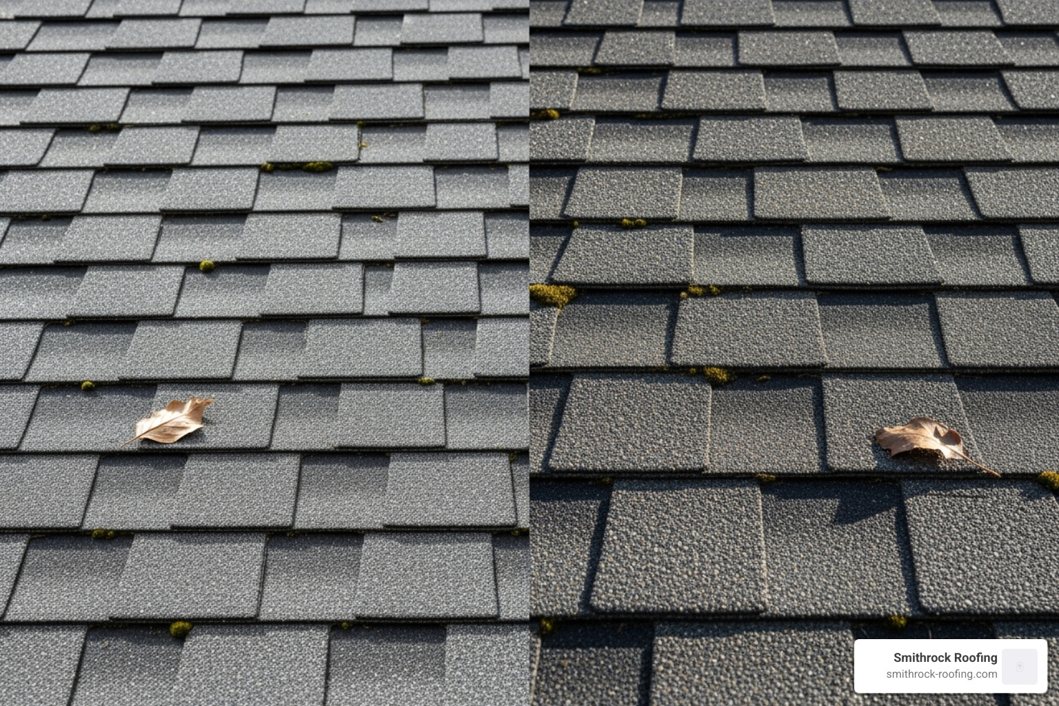 showing a side-by-side comparison of 3-tab shingles and architectural shingles - shingle roof replacement NC