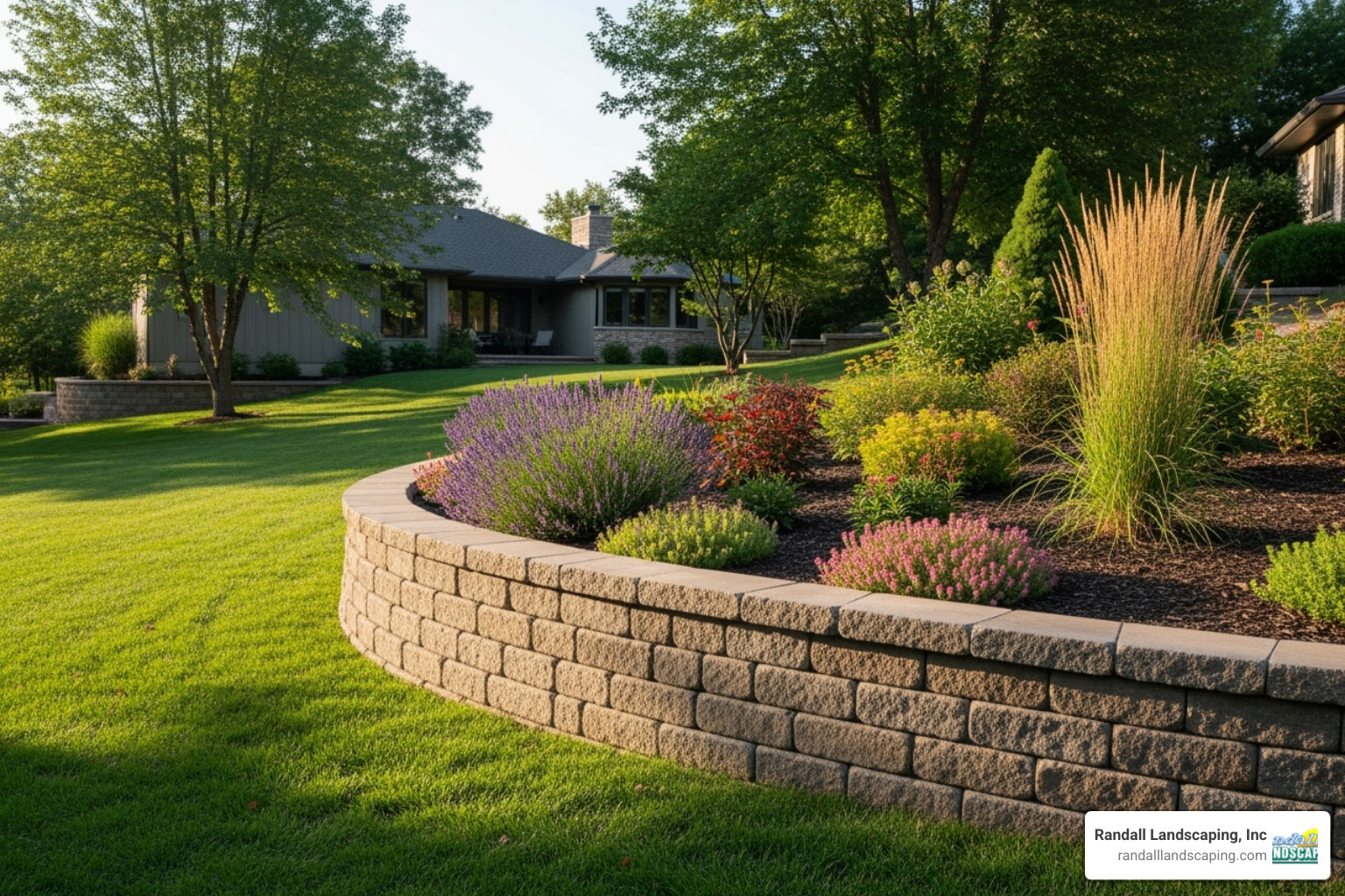 a landscape contractor reviewing blueprints for a retaining wall on-site with a homeowner - residential retaining walls
