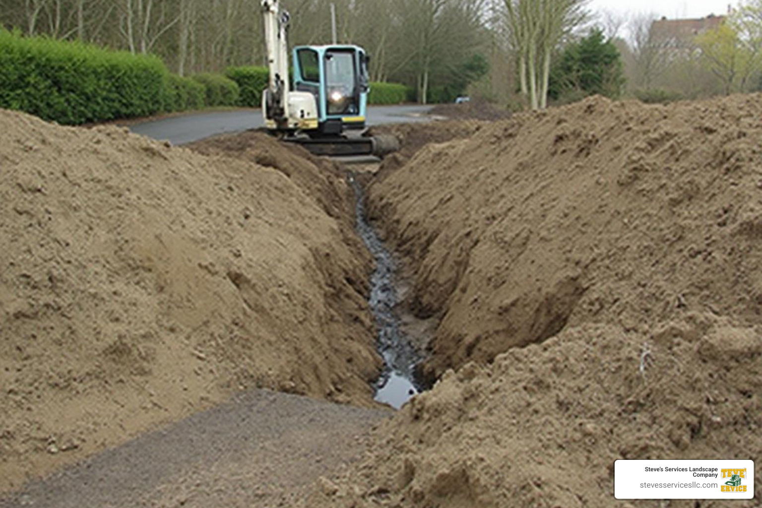 Beautifully restored lawn and hardscape after construction - Sewer line excavation