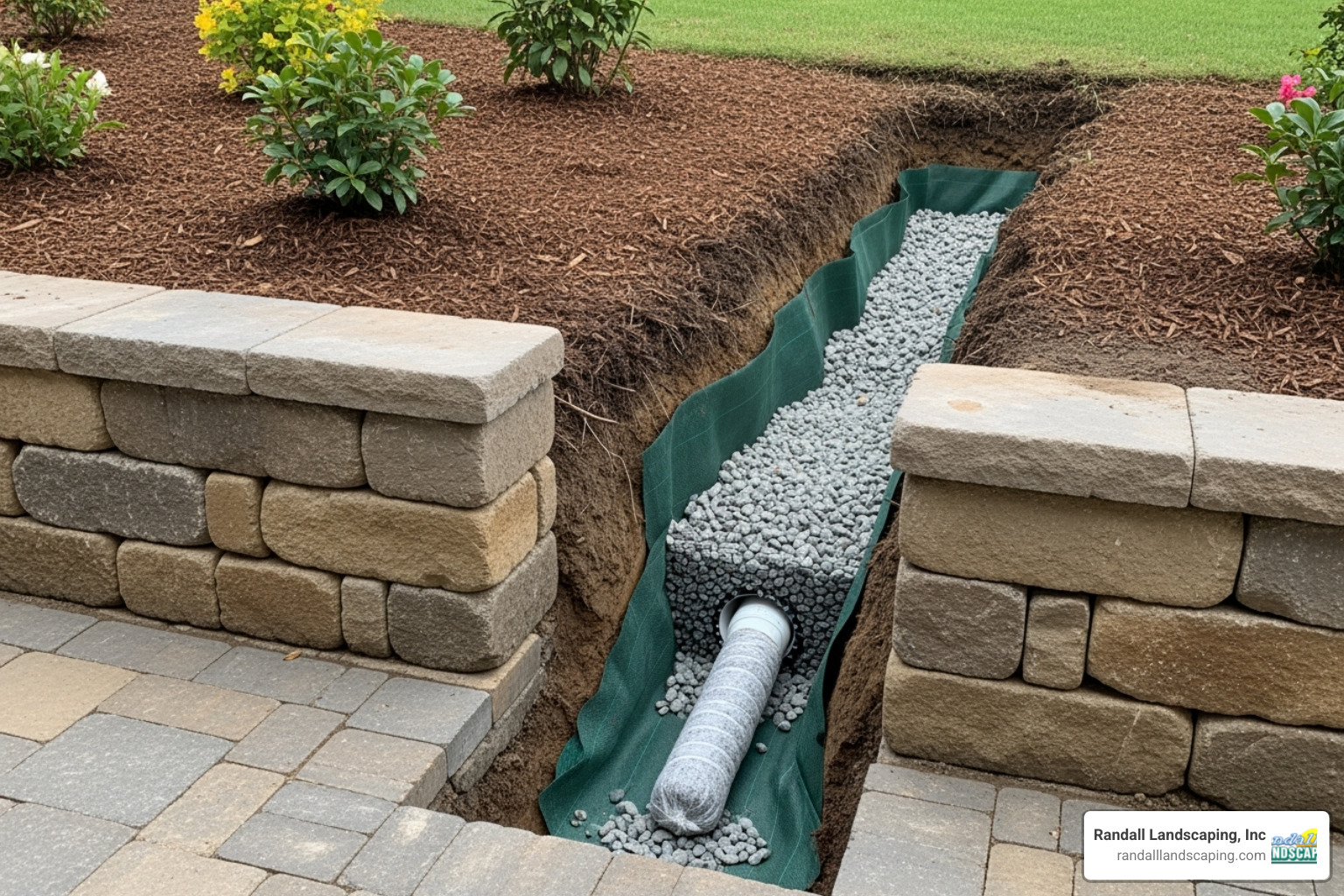properly installed French drain system behind a new retaining wall - repair retaining walls properly installed French drain system behind a new retaining wall - repair retaining walls