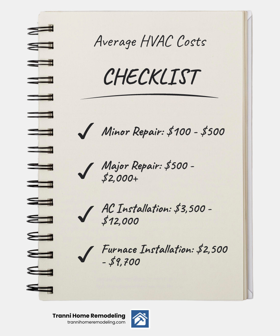 Infographic showing average HVAC costs - contractors hvac infographic checklist-notebook Infographic showing average HVAC costs - contractors hvac infographic checklist-notebook
