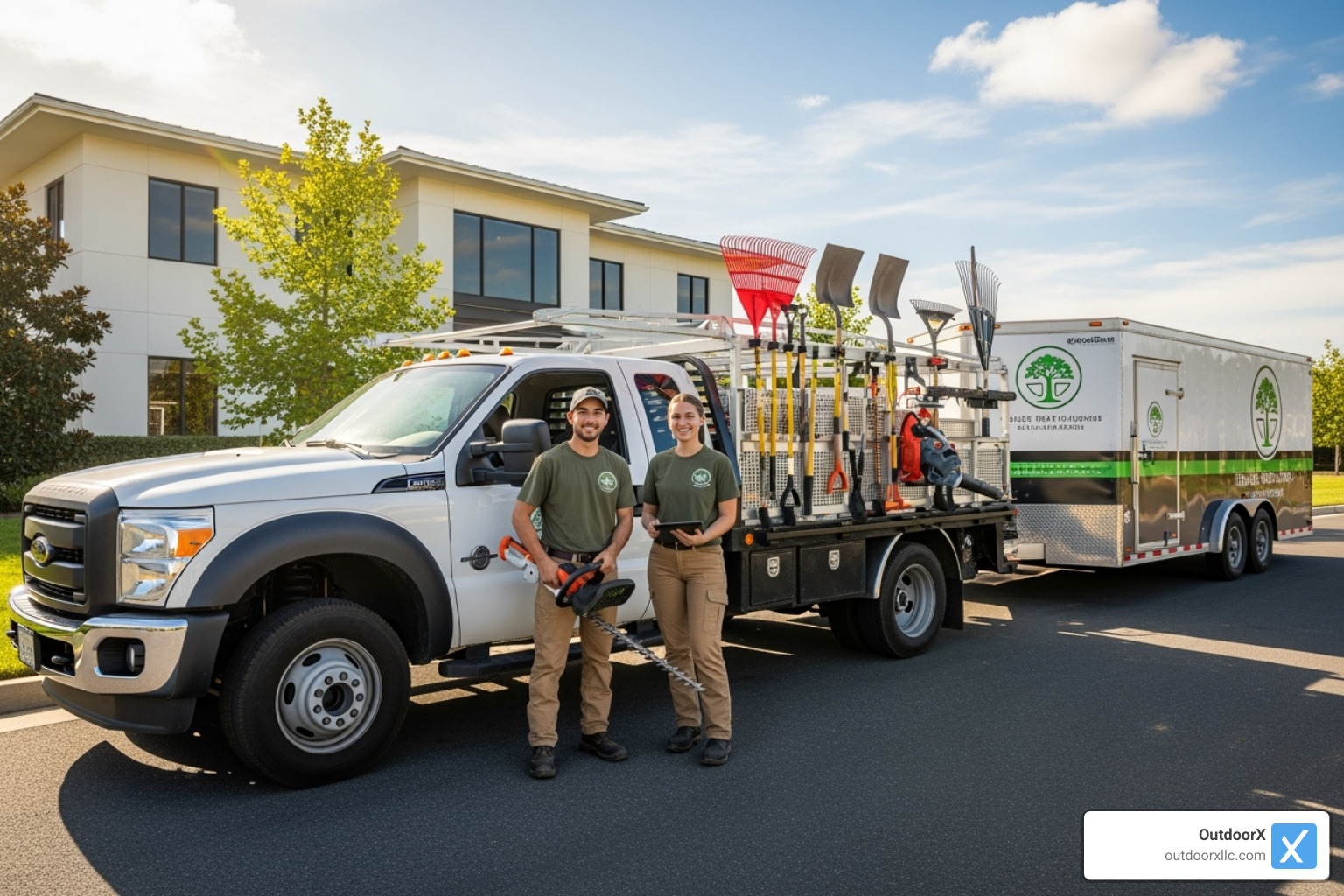 Professional landscaping truck and uniformed crew - Landscaping Company Near Me Professional landscaping truck and uniformed crew - Landscaping Company Near Me