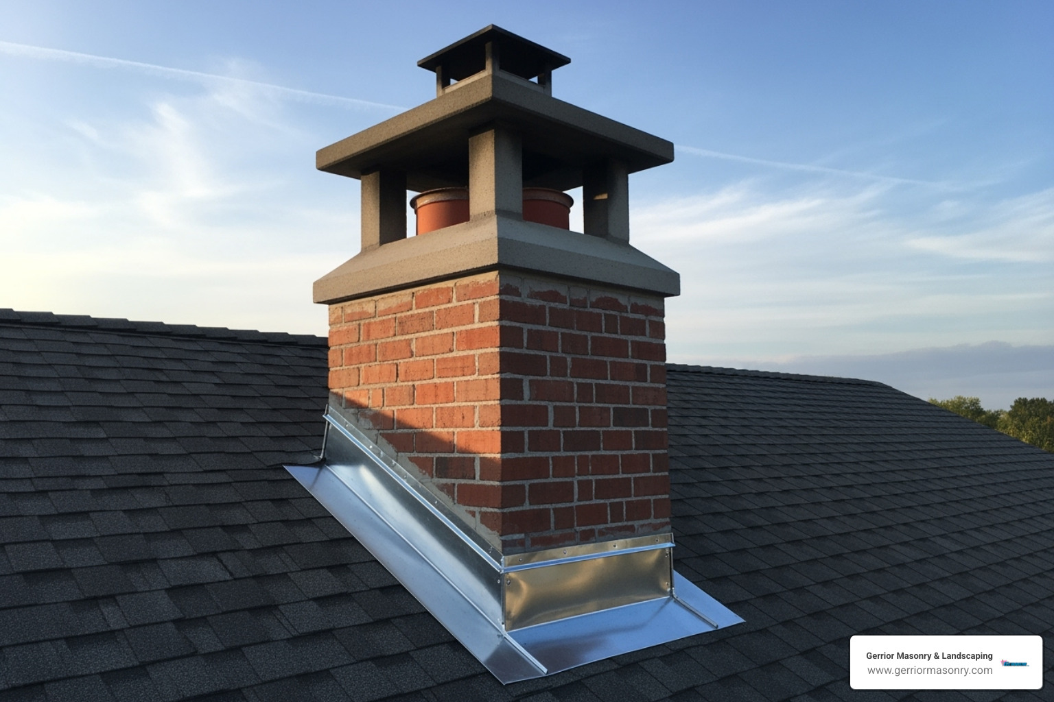 a professionally repaired chimney with a new cap and sealed flashing - repair chimney mortar