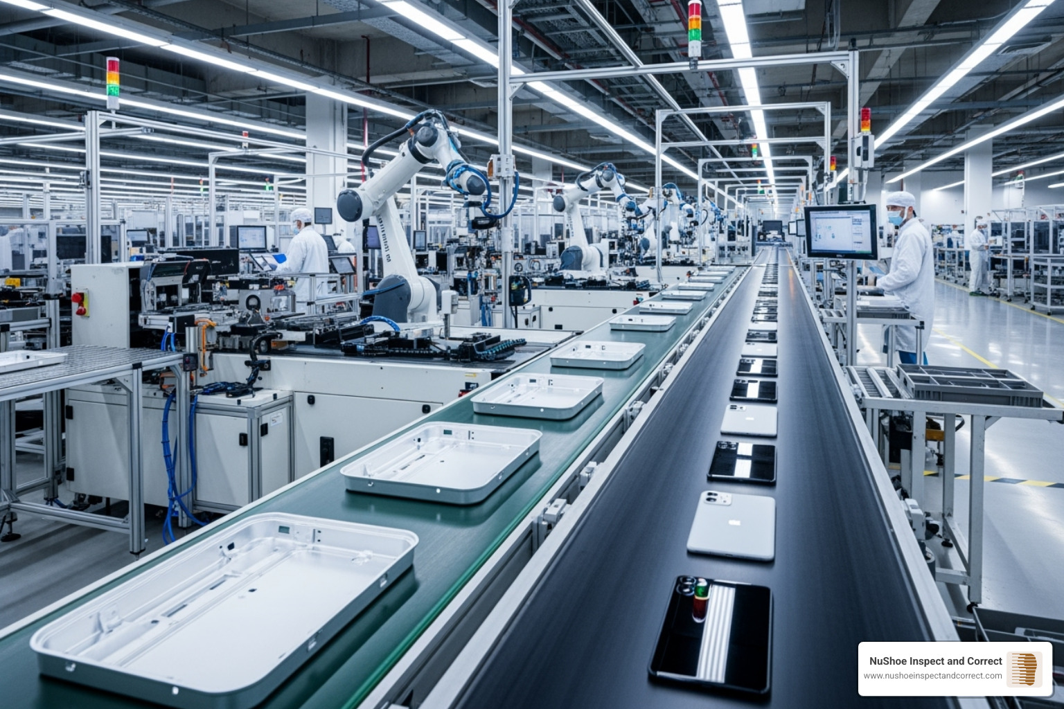 A production line with both finished and semi-finished goods - During production inspection A production line with both finished and semi-finished goods - During production inspection