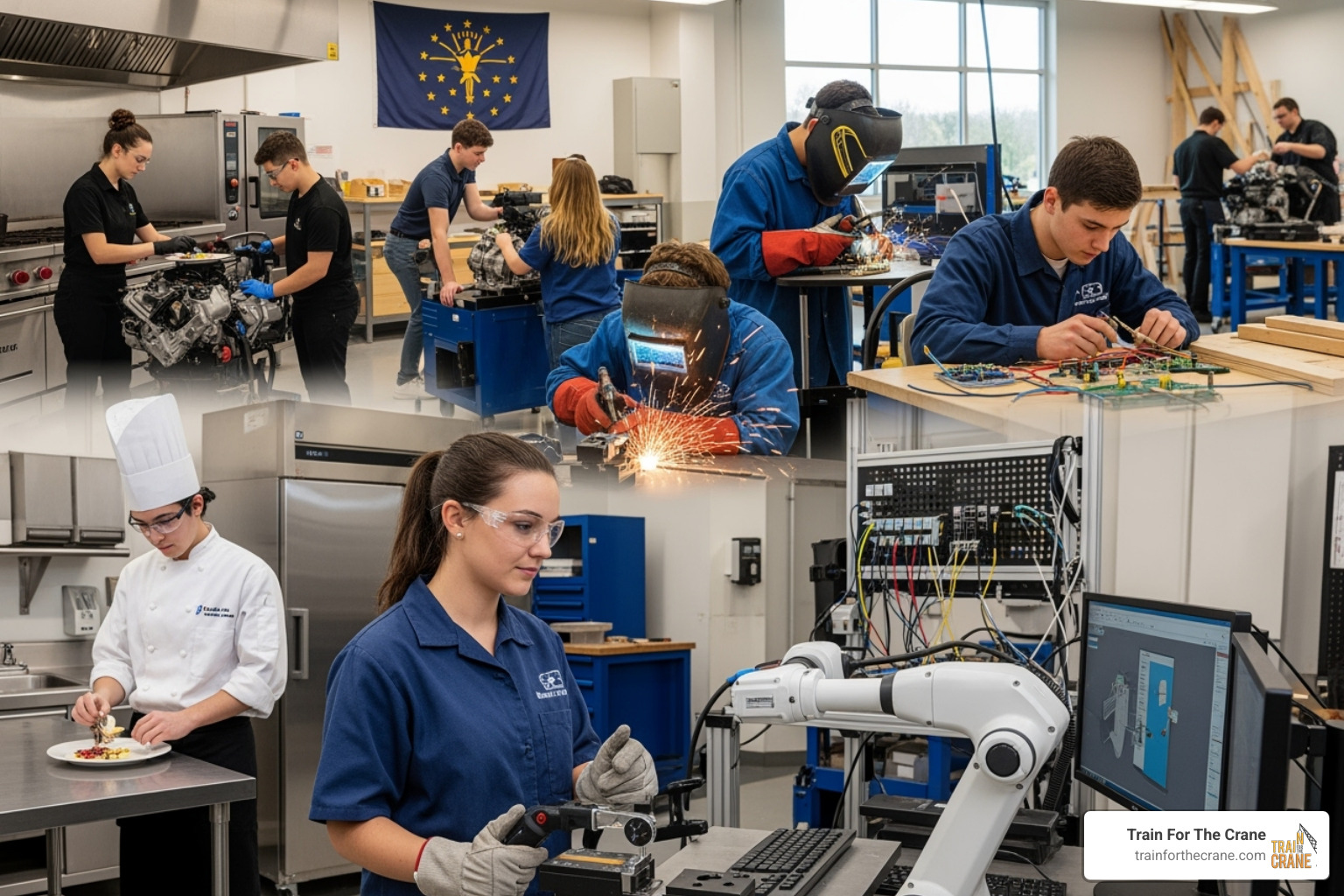 confident graduate in their work uniform shaking hands with an employer - indiana vocational schools