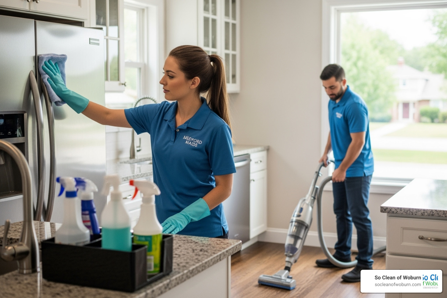 A person smiling while interested in reading positive online reviews on their phone, emphasizing the role of customer feedback in finding reputable services. - cleaners medford ma