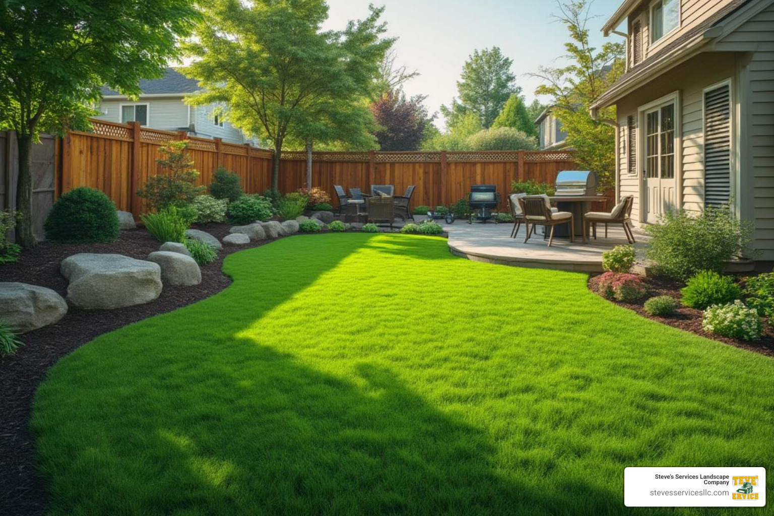 Image of a beautiful, functional backyard post-grading - Residential grading contractors