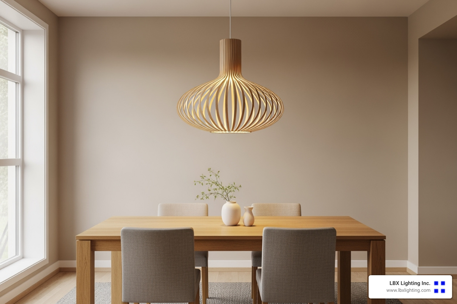 minimalist Scandinavian-style bentwood pendant light - dining room light fixtures wood