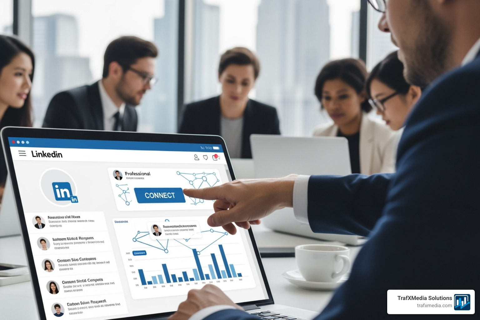 A perfectly optimized LinkedIn personal profile for a Caucasian male marketing consultant, highlighting the profile picture, headline, and featured section - Lead generation LinkedIn