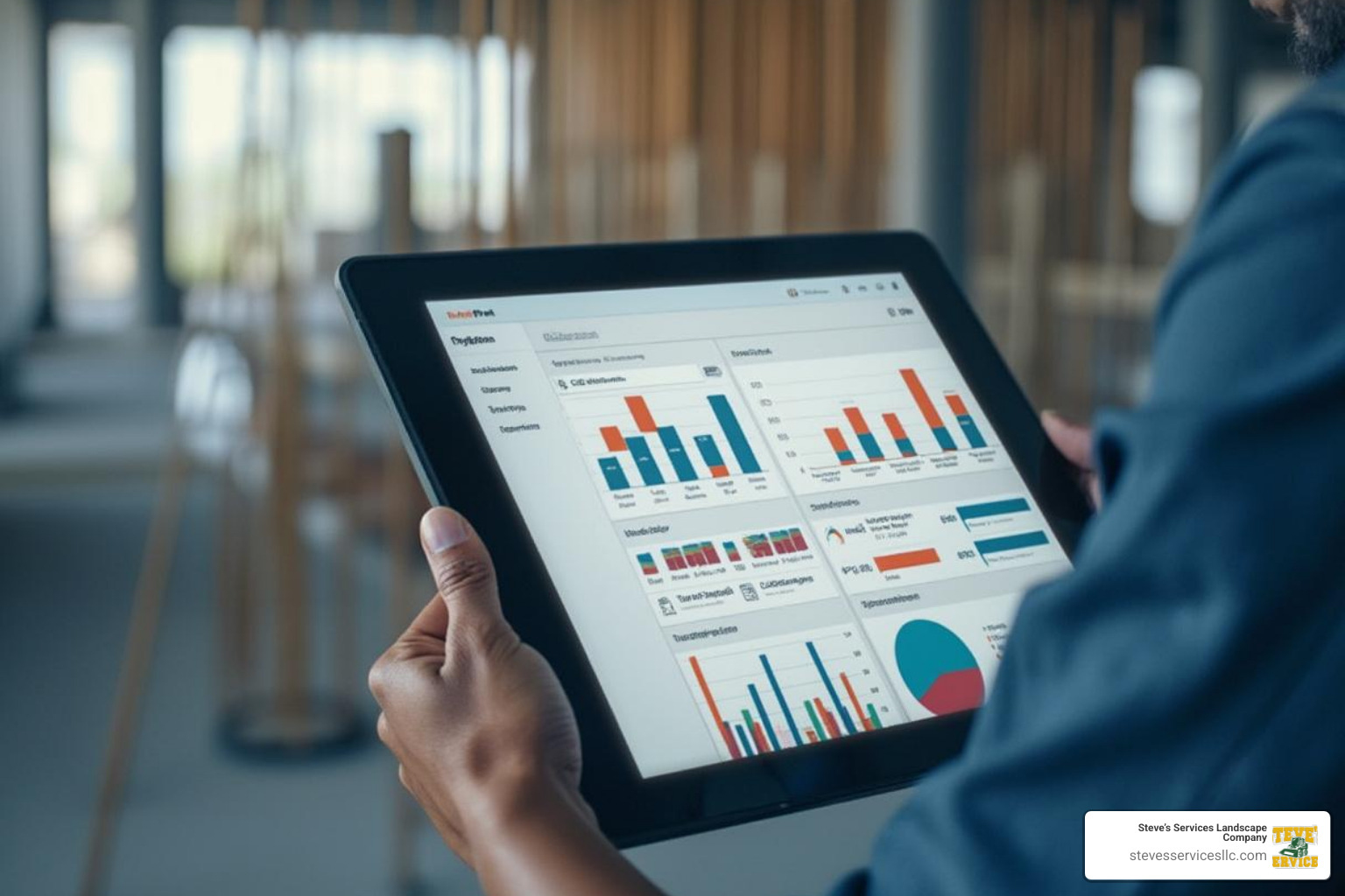 project management software dashboard on a tablet - commercial general contracting