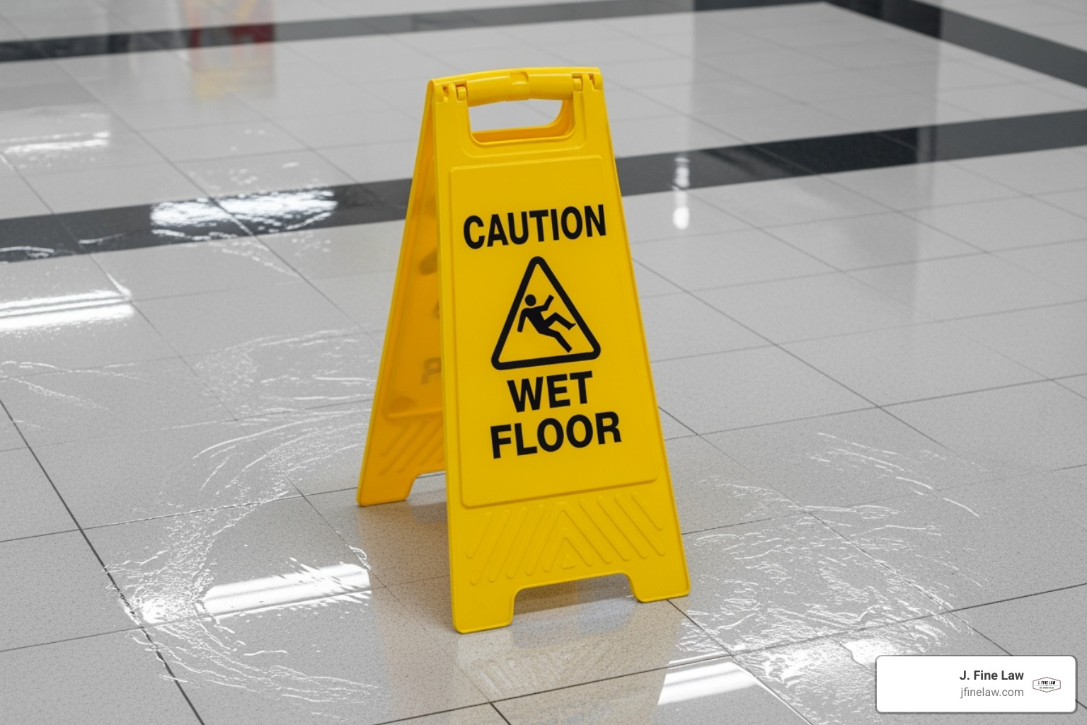 Precaución: Señal de piso mojado - abogado de lesiones por resbalones y caídas en el noreste de Filadelfia