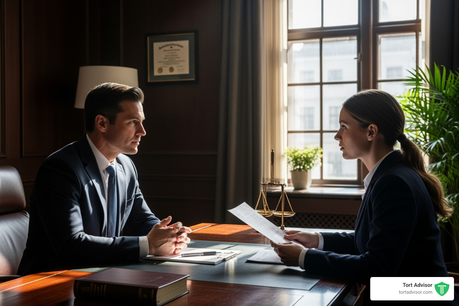 professional attorney meeting with a client - best motor vehicle accident attorney