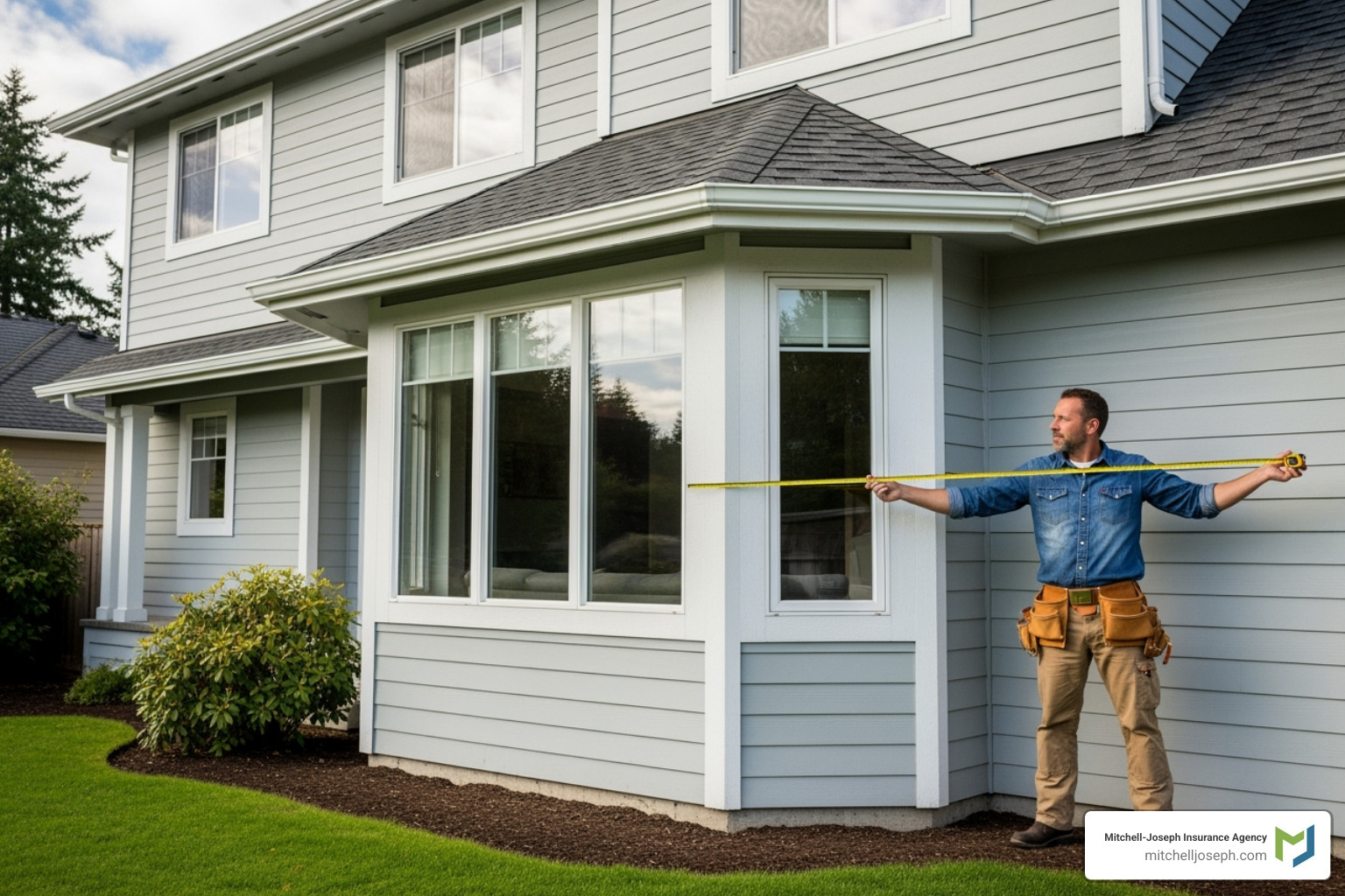 Contractor measuring a home's exterior - how much flood insurance do i need