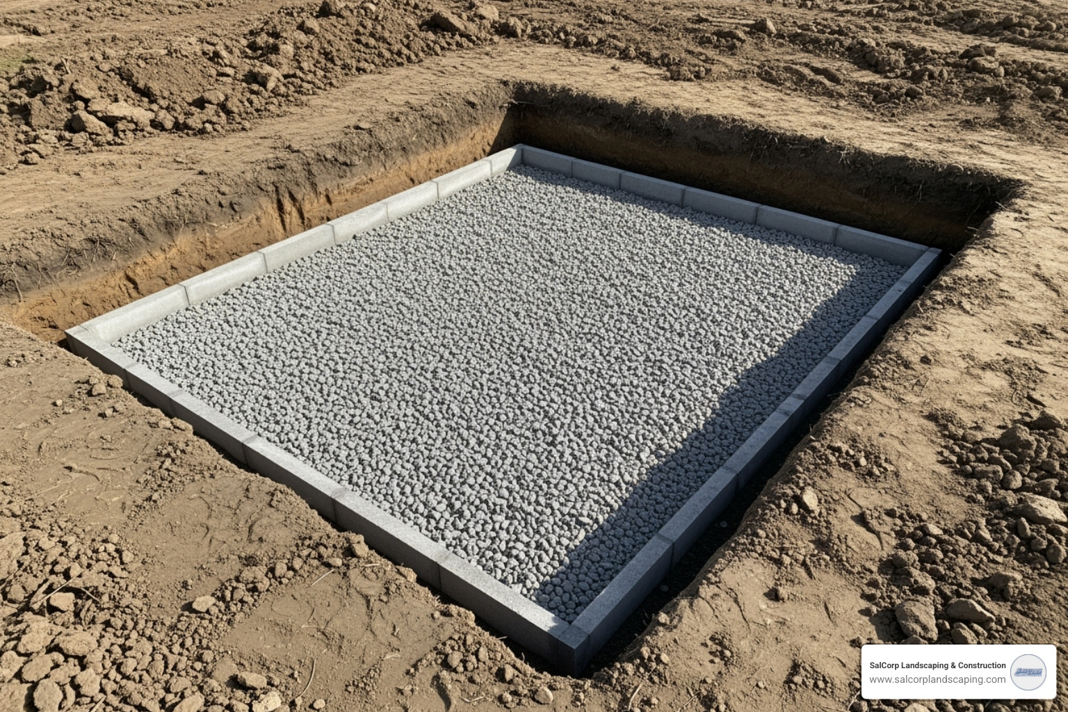 properly excavated area with a compacted gravel sub-base - how to install brick steps