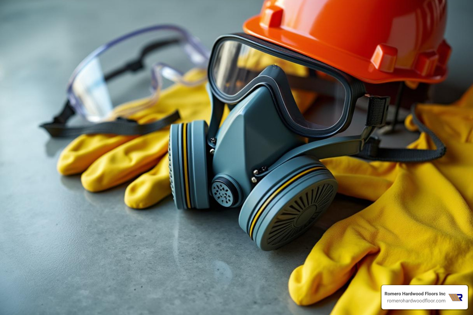 essential safety equipment like a respirator, goggles, and chemical-resistant gloves - best way to strip hardwood floors