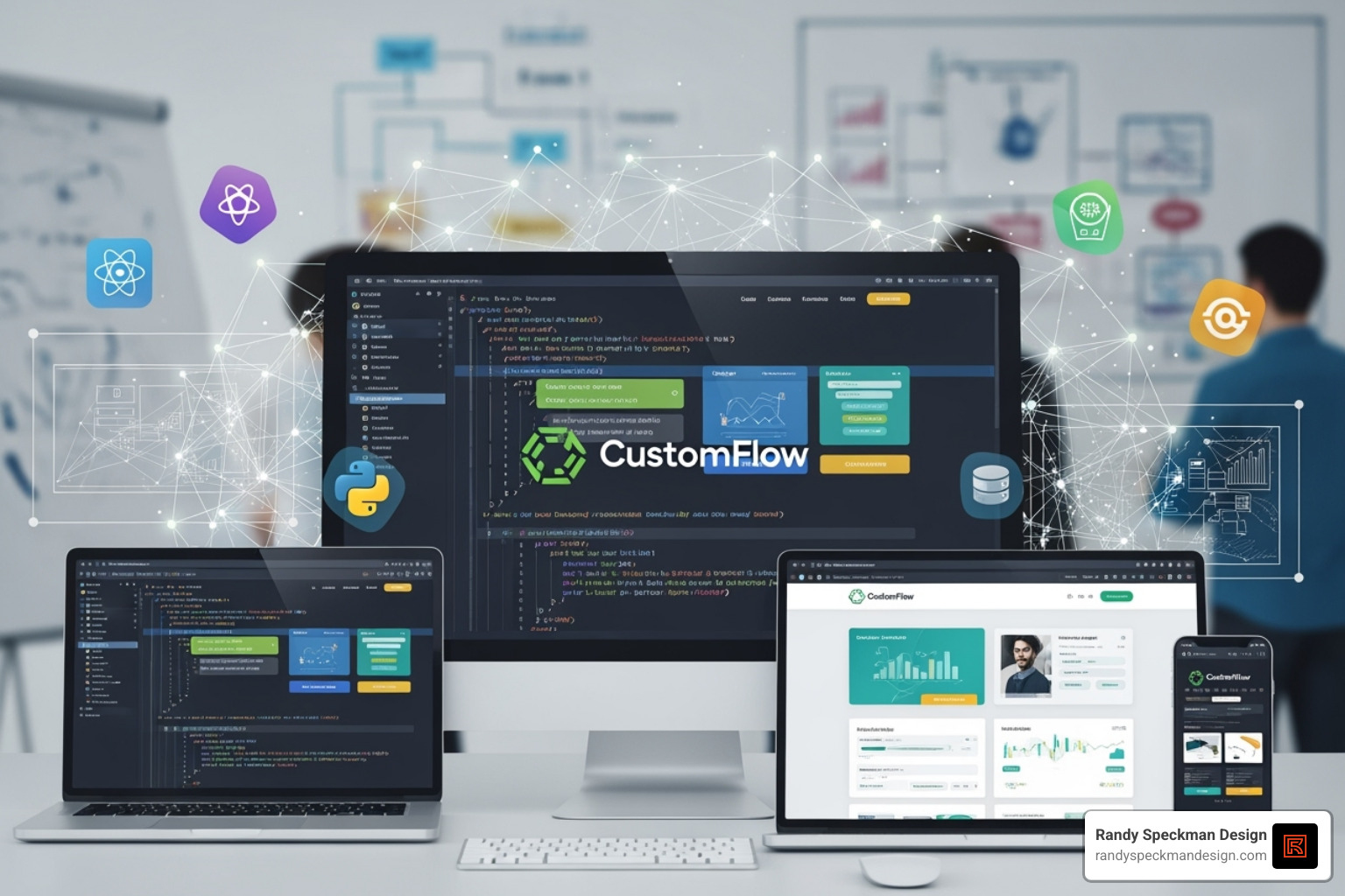 of a futuristic dashboard with AI and data analytics elements - custom web development