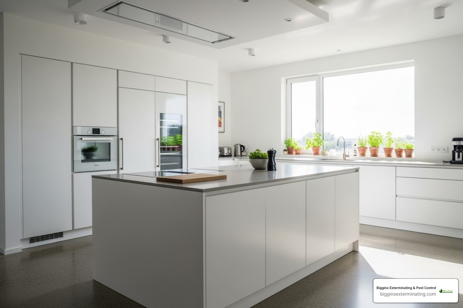 clean, pest-free kitchen with sunlight streaming in - ant and spider exterminator