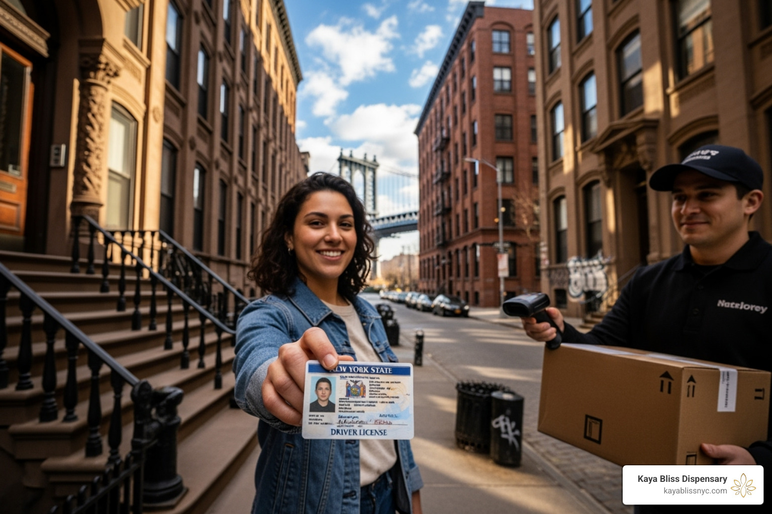 person showing their ID to a delivery driver - brooklyn weed delivery