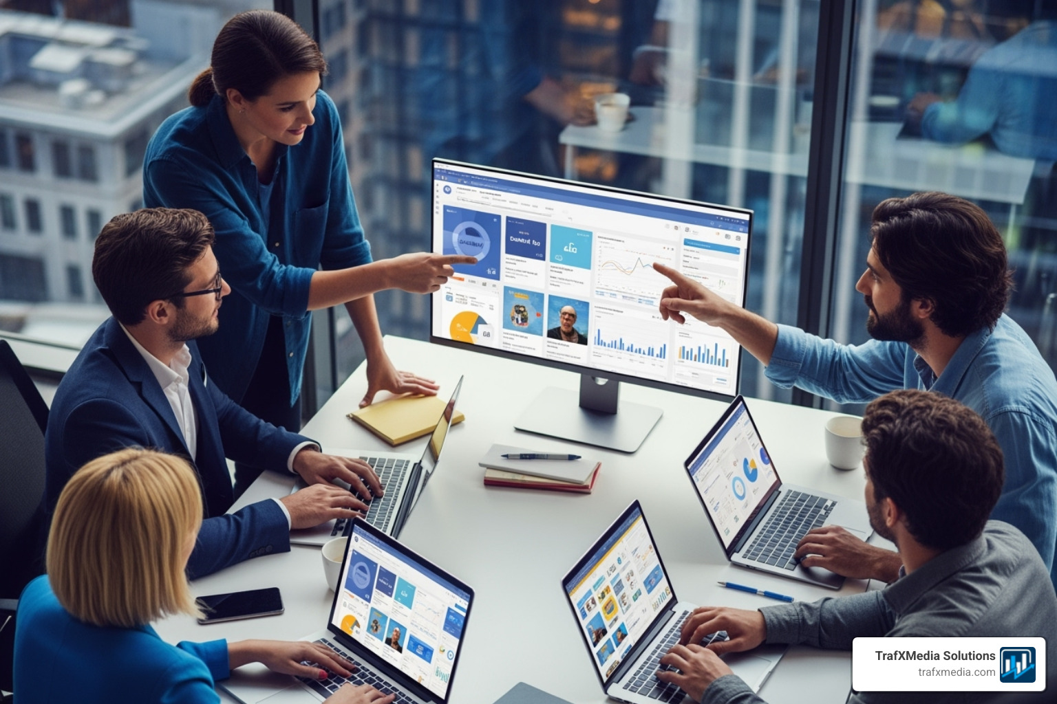 A customer, a Caucasian woman, happily unboxing a product they purchased after seeing an ad on their phone, with a blurred background suggesting a home environment. - Ecommerce Facebook ads agency