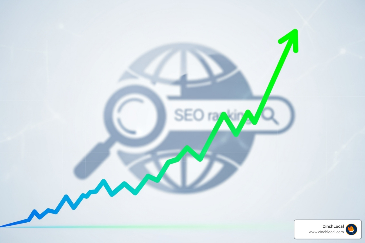 A graph showing upward SEO ranking trends with a Google logo in the background, using colors #002f52 and #ff7e29 - ai to write anything
