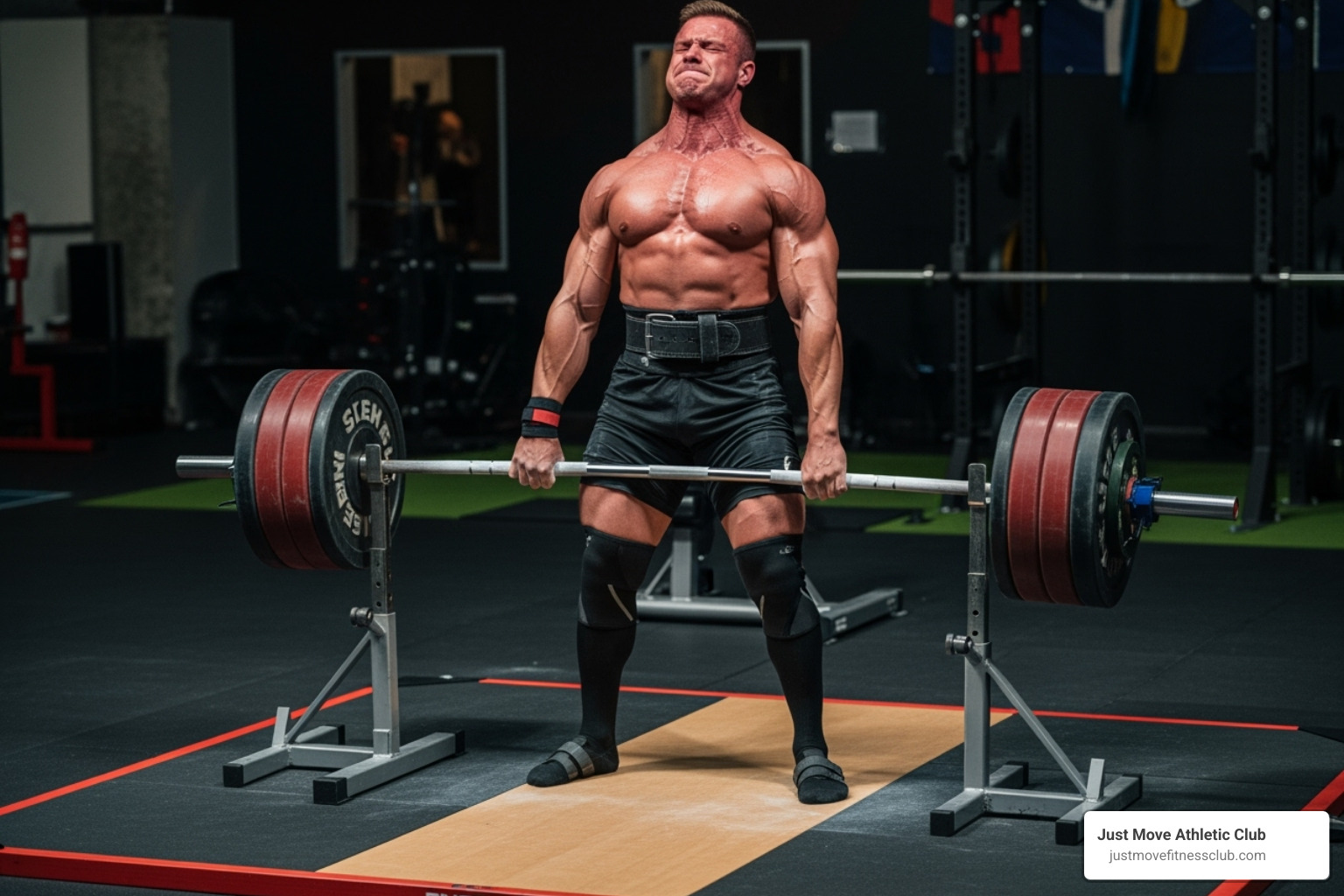 a bodybuilder performing a heavy deadlift on a proper platform - gym body builder