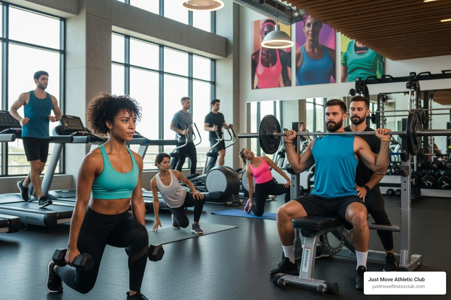 a diverse group of people working out in a modern, well-lit gym - gym body builder