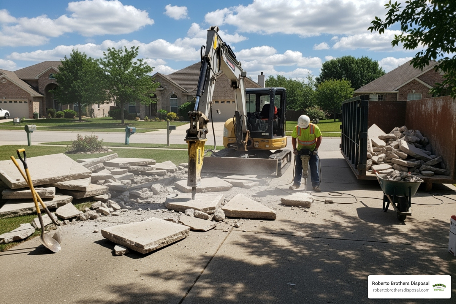 residential driveway demolition project - Concrete disposal service