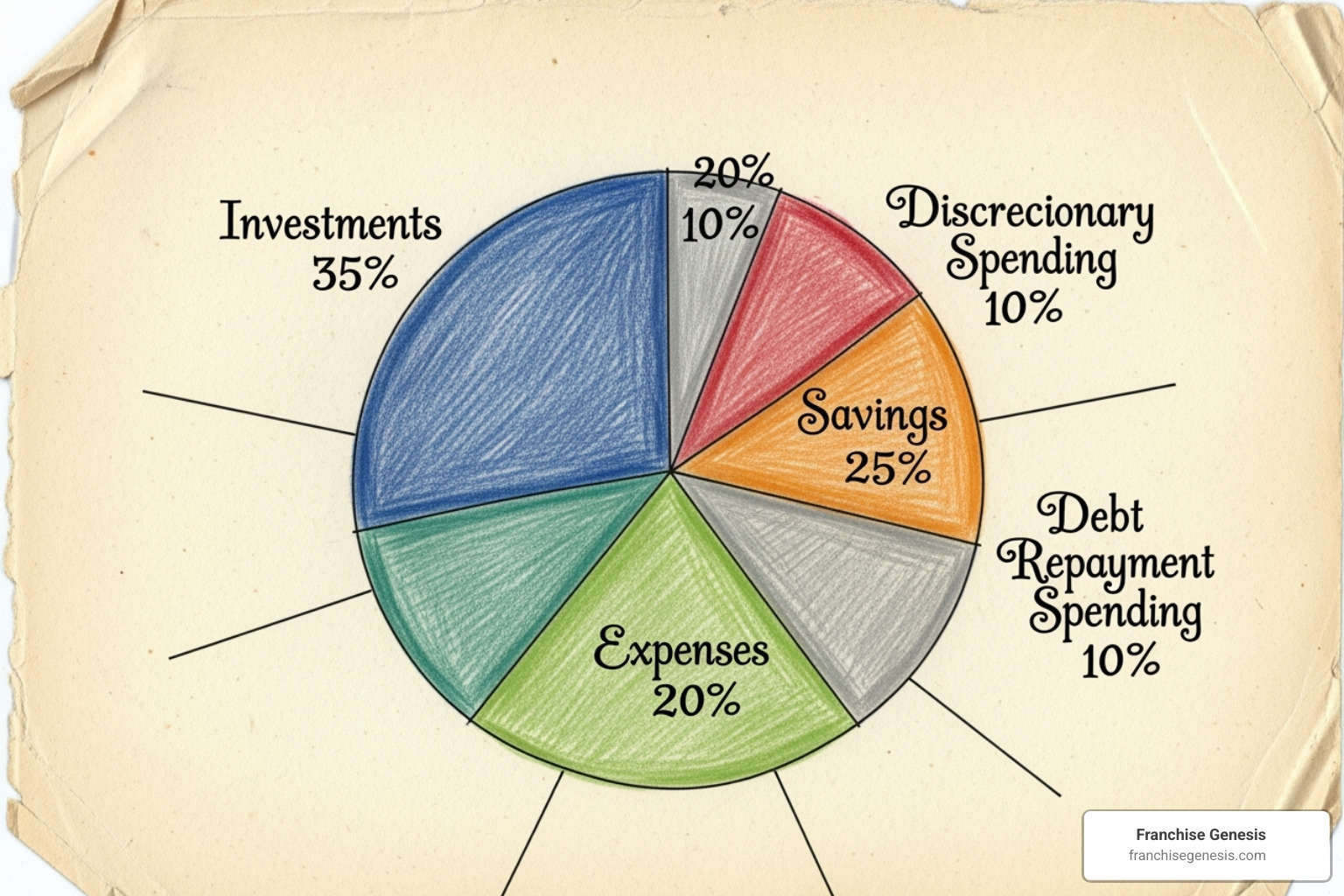 pie chart showing different fee structures - Franchise startup costs