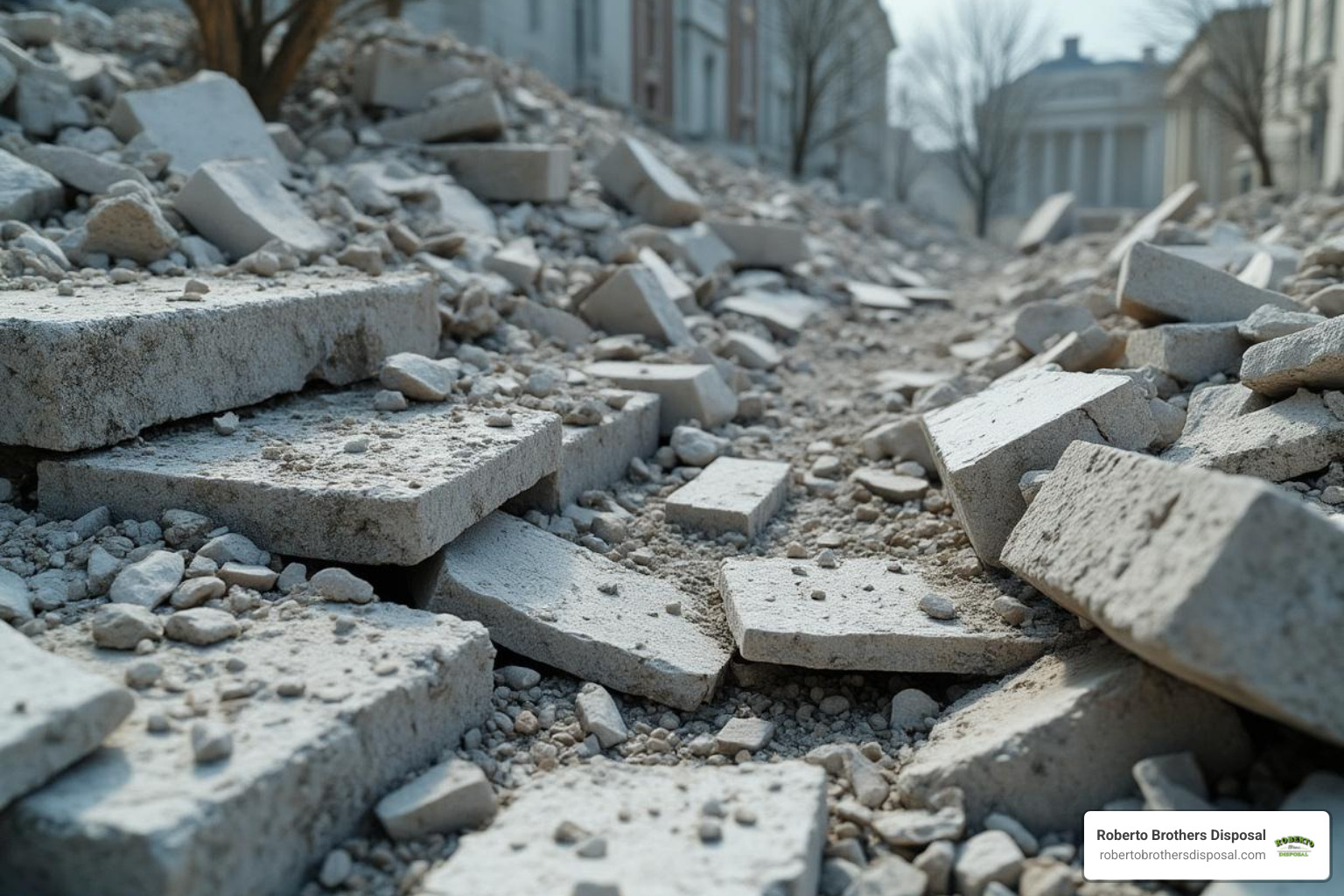 broken concrete slabs and rubble - Concrete disposal service
